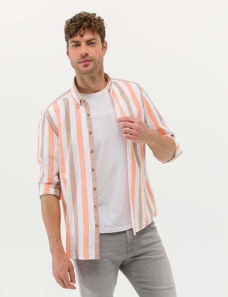 Pembe Keten Karışımlı Regular Fit Uzun Kollu Gömlek - 50269434024