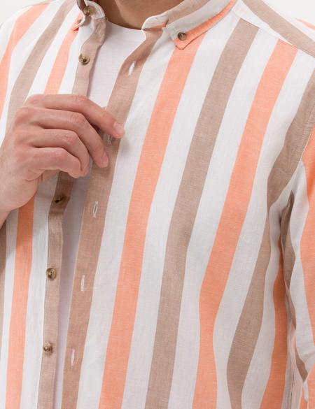 Pembe Keten Karışımlı Regular Fit Uzun Kollu Gömlek - 50269434024