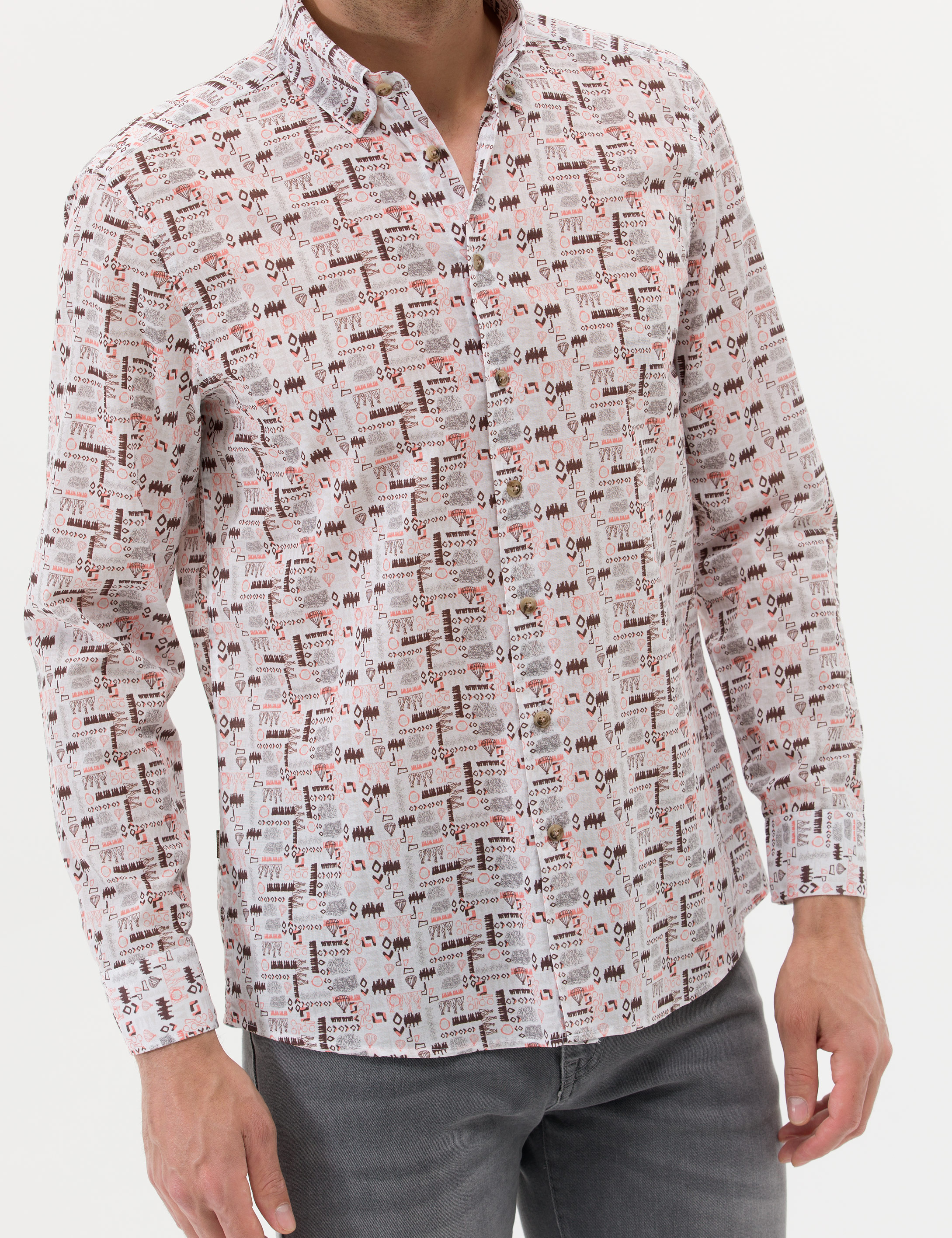 Pierre Cardin Bej Regular Fit Uzun Kollu Gömlek görsel 6