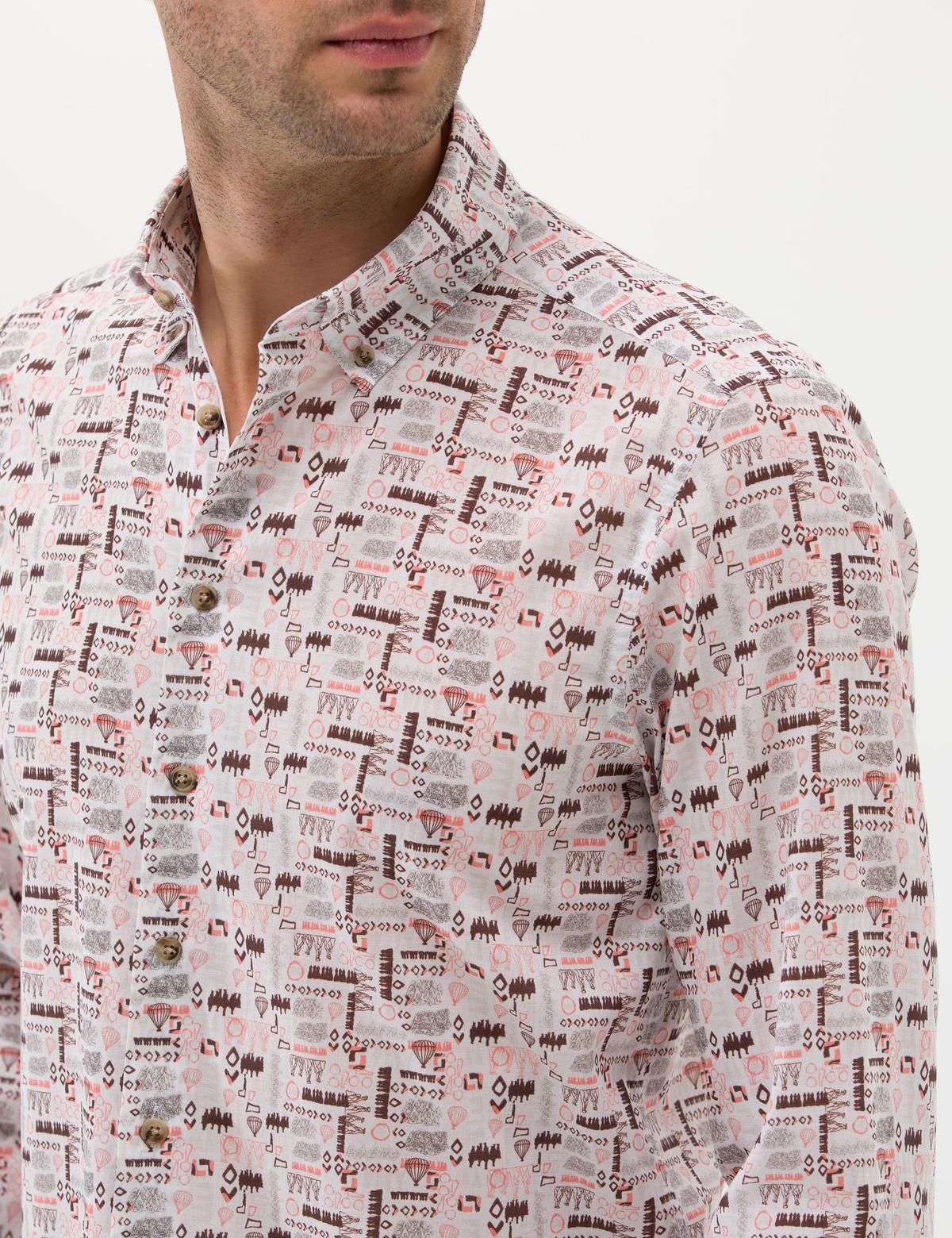 Bej Regular Fit Uzun Kollu Gömlek - 50269435023