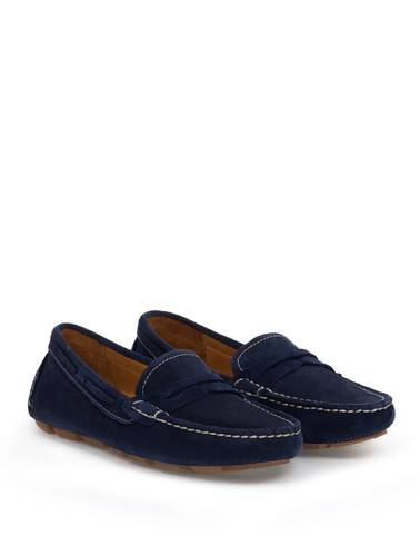 Lacivert Süet Deri Loafer