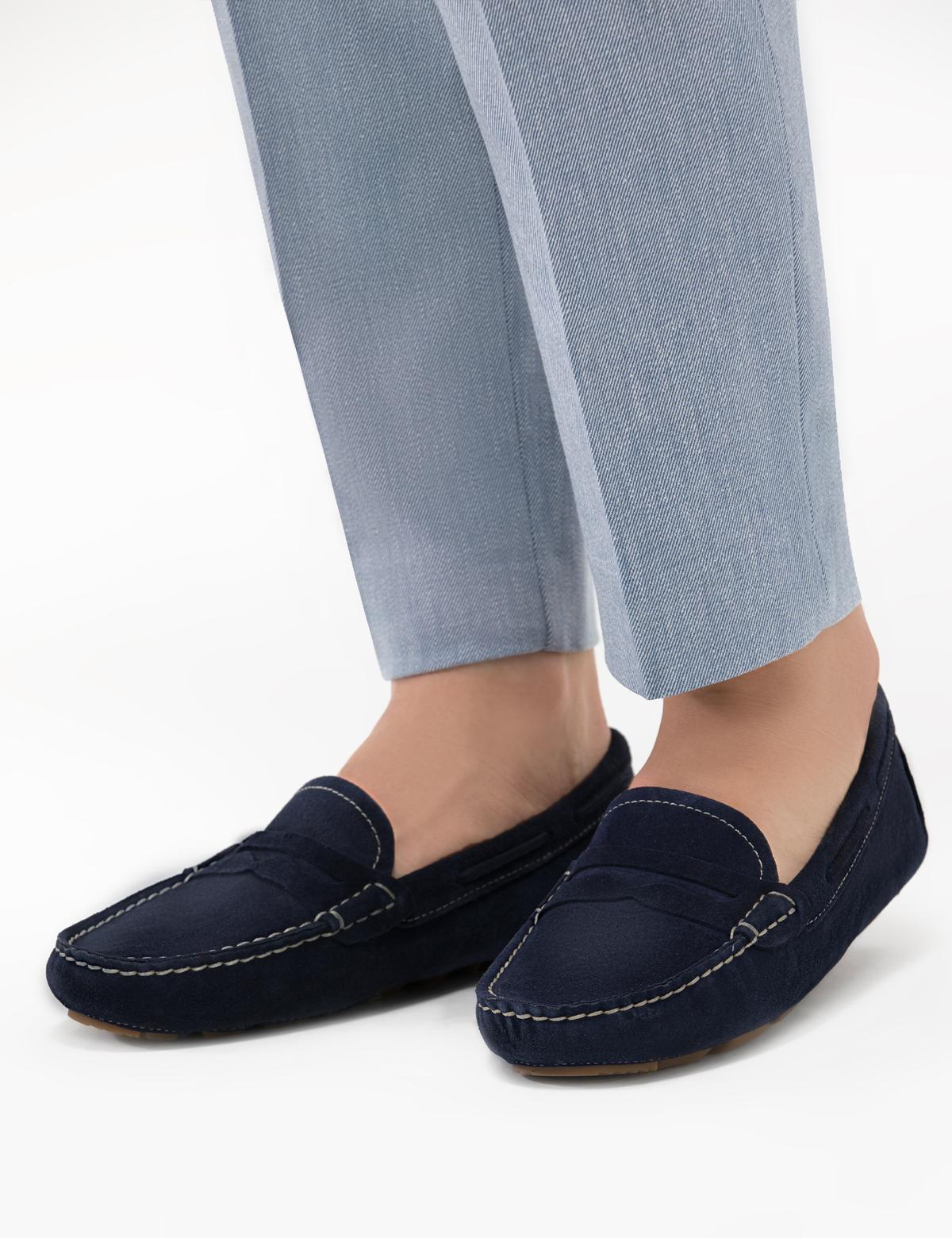 Lacivert Süet Deri Loafer