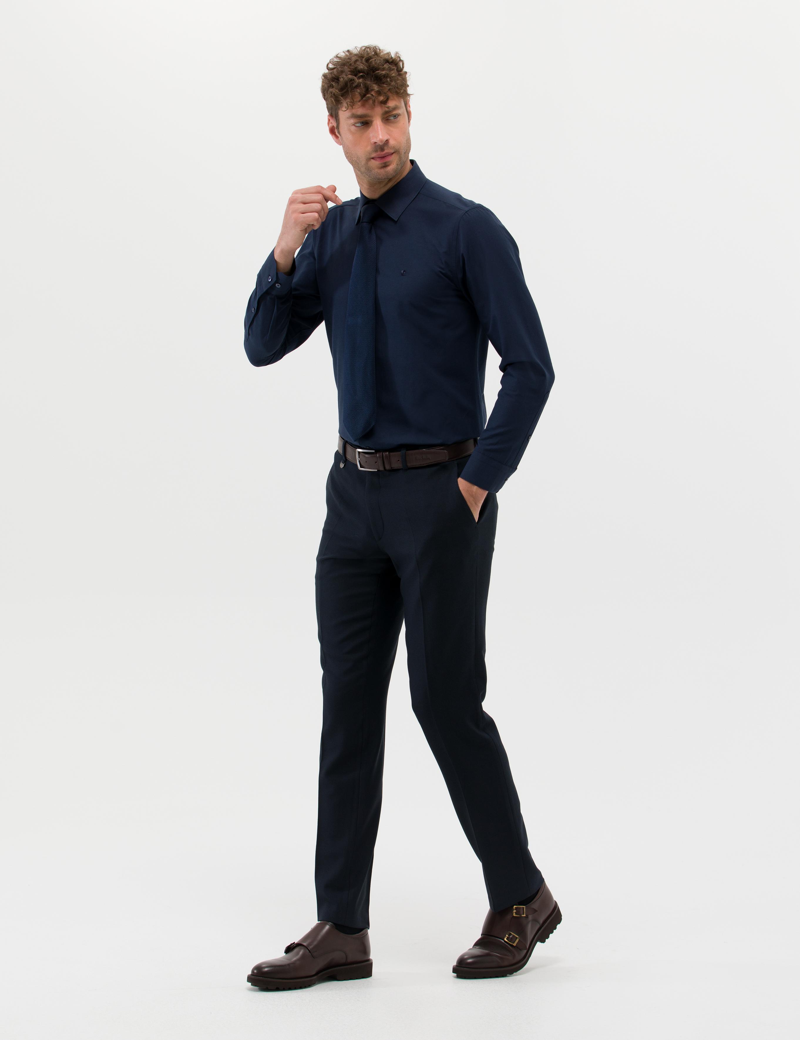 Lacivert Slim Fit Klasik Pantolon