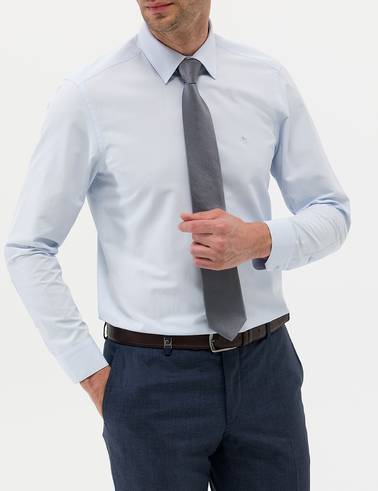 Açık Mavi Slim Fit Uzun Kollu Basic Gömlek