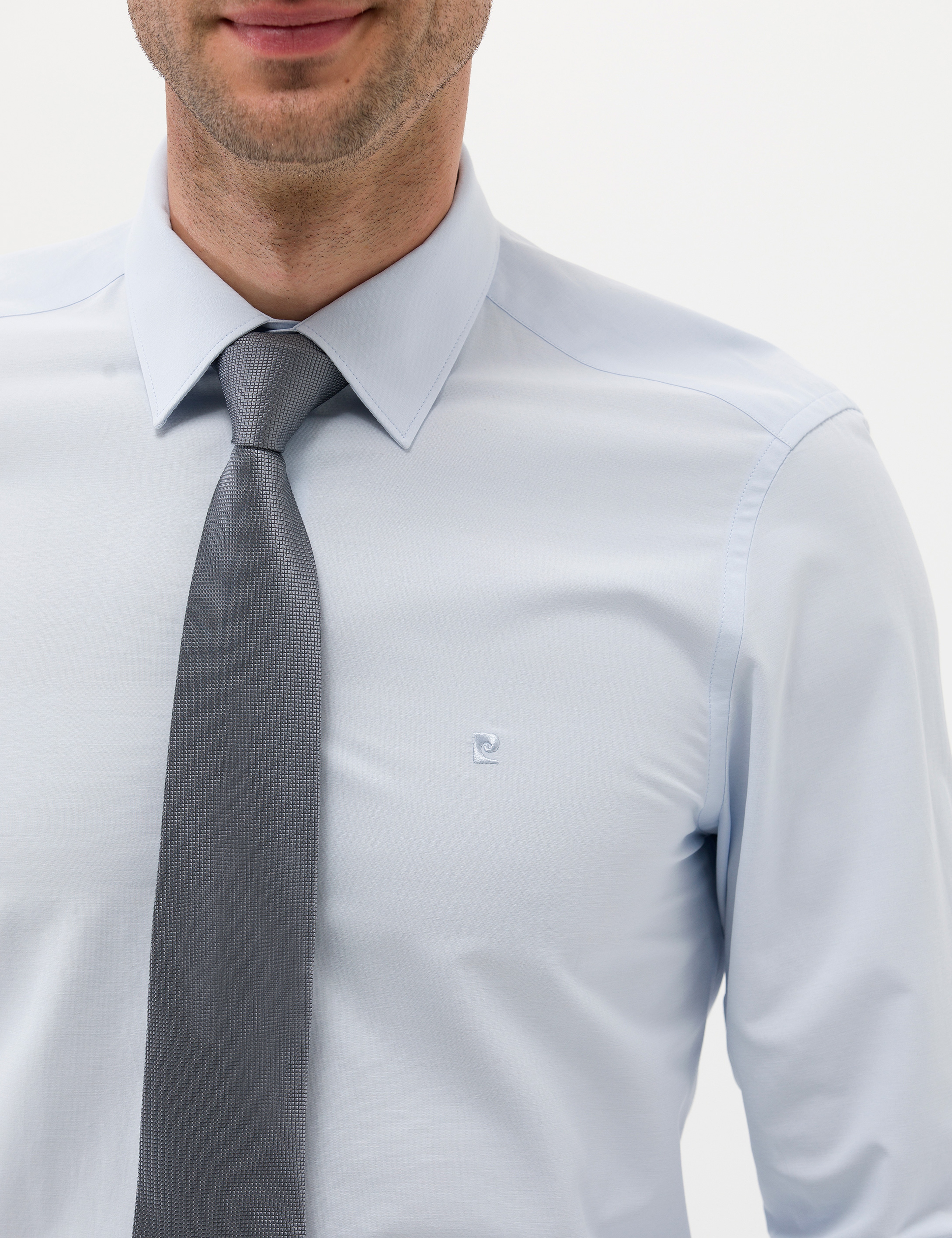 Açık Mavi Slim Fit Uzun Kollu Basic Gömlek - Image 7
