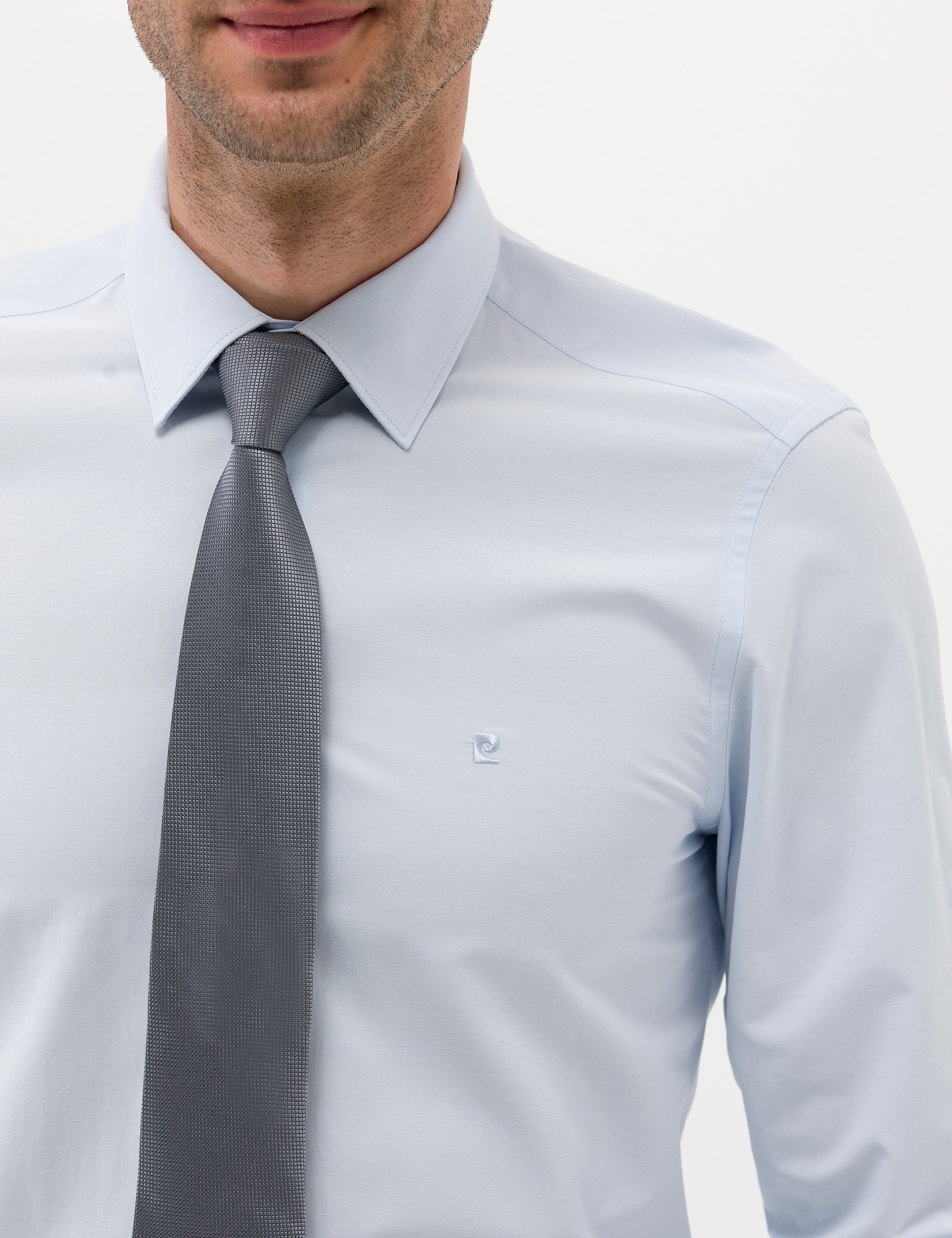 Açık Mavi Slim Fit Uzun Kollu Basic Gömlek