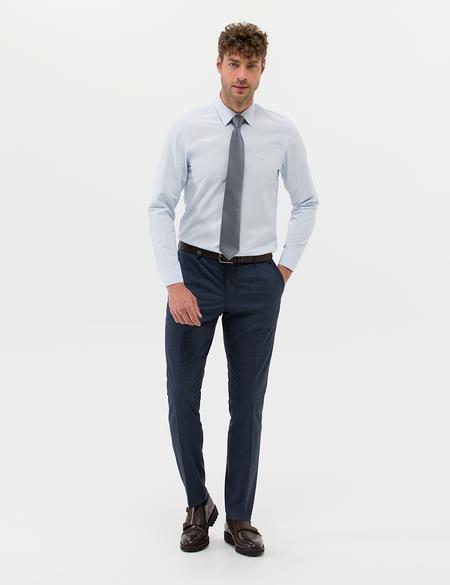 Açık Mavi Slim Fit Uzun Kollu Basic Gömlek - 50277786007