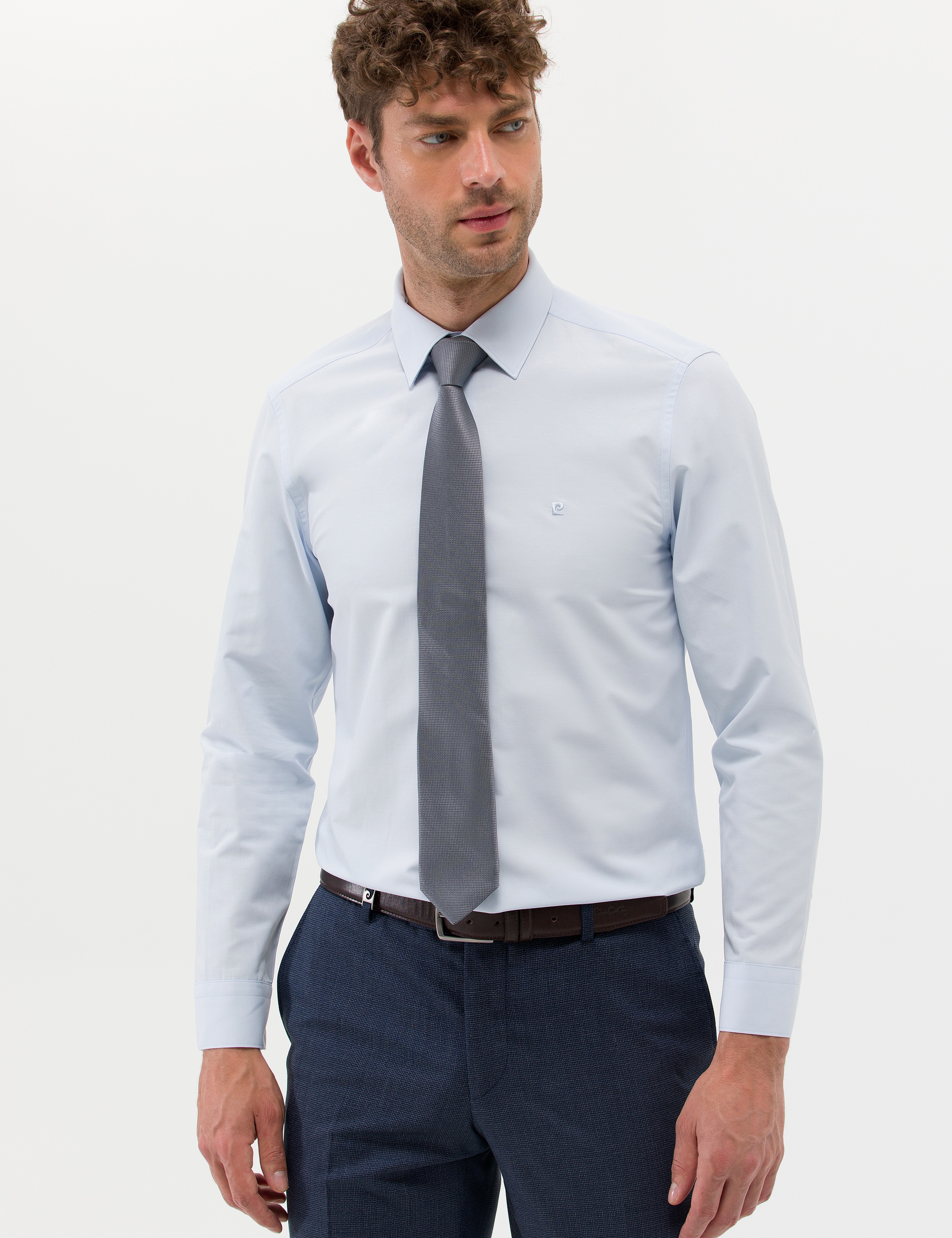 Açık Mavi Slim Fit Uzun Kollu Basic Gömlek