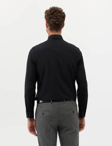 Siyah Slim Fit Uzun Kollu Basic Gömlek