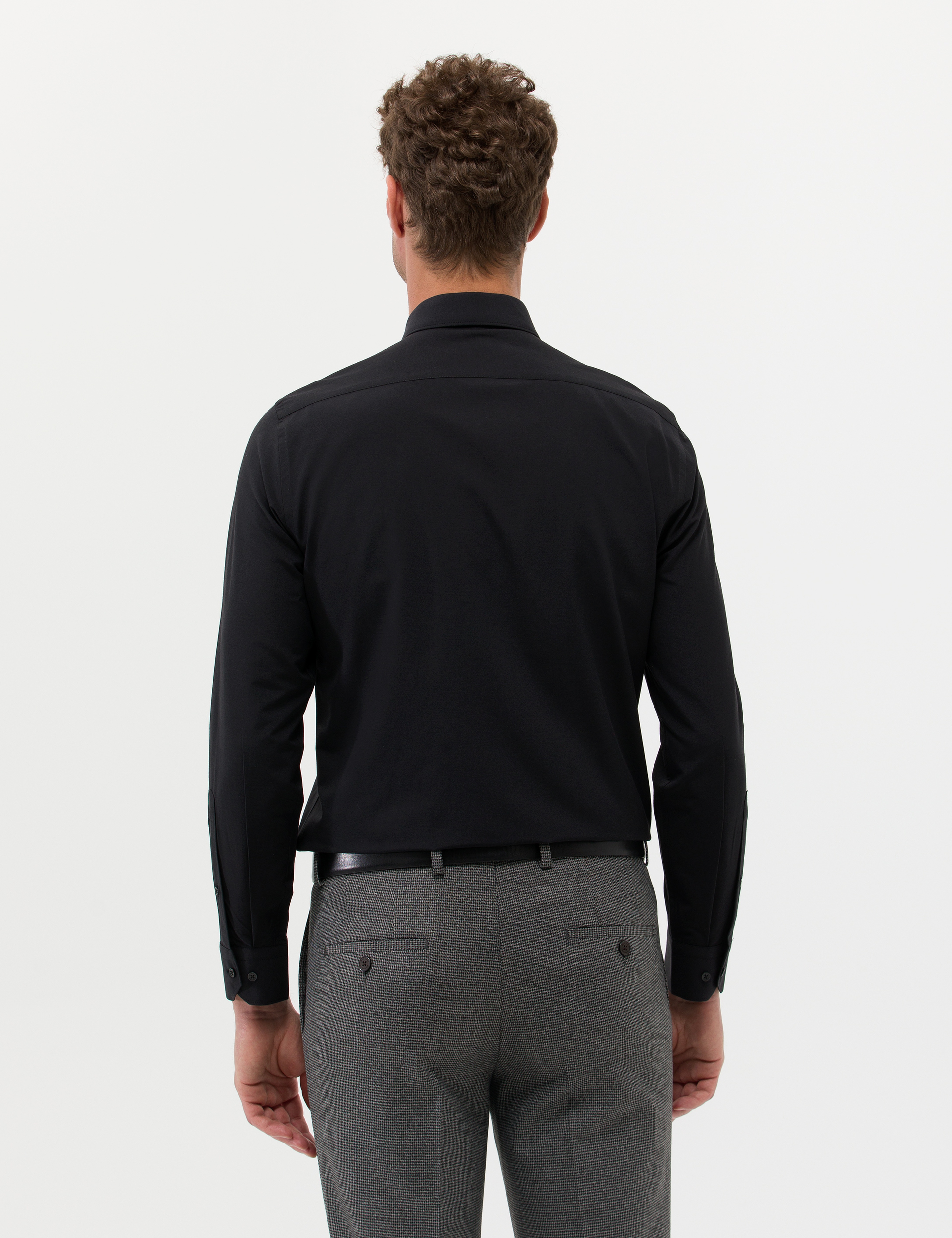 Siyah Slim Fit Uzun Kollu Basic Gömlek - Image 5
