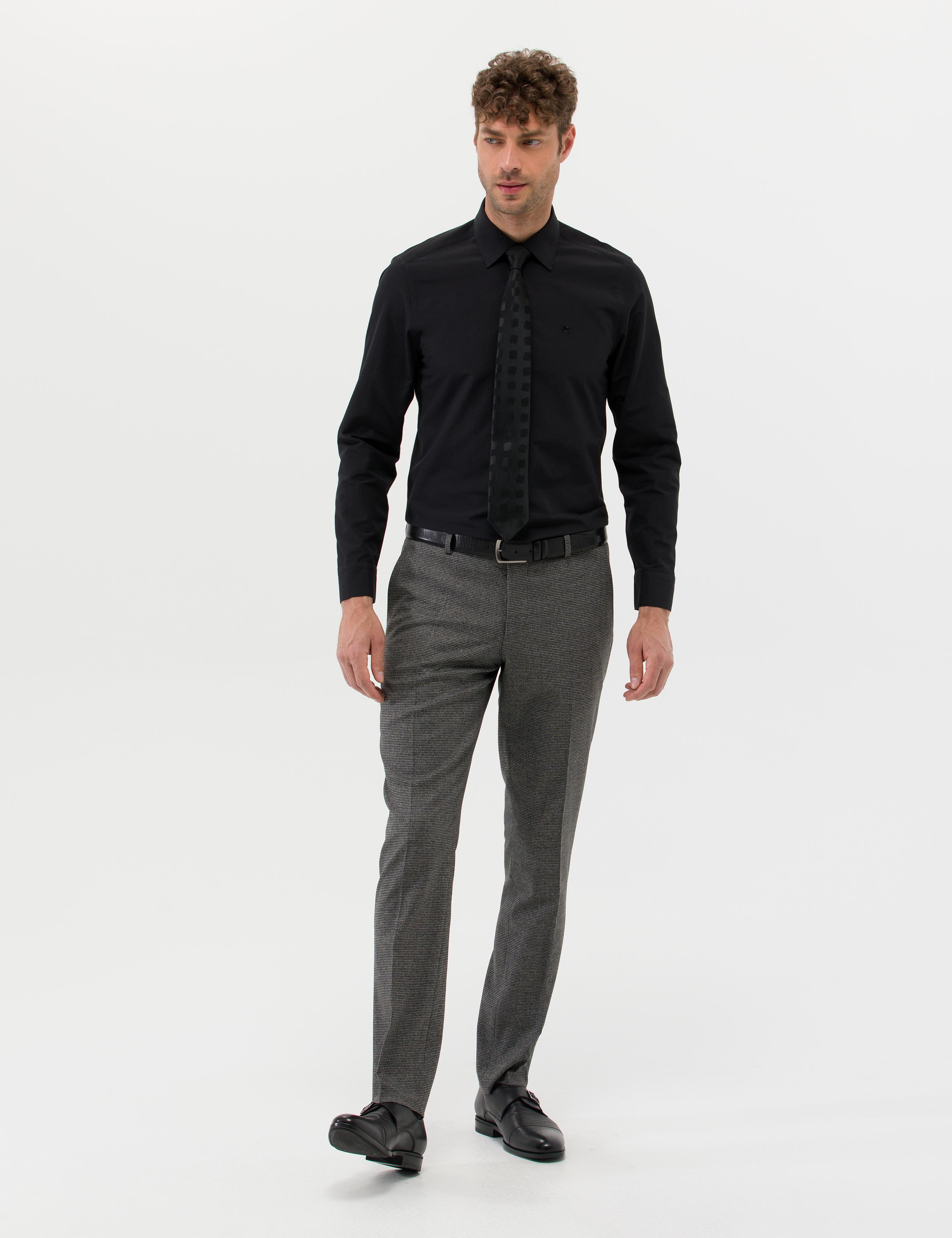 Siyah Slim Fit Uzun Kollu Basic Gömlek