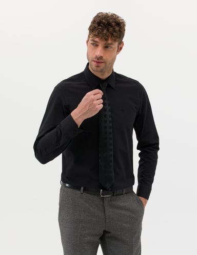 Siyah Slim Fit Uzun Kollu Basic Gömlek