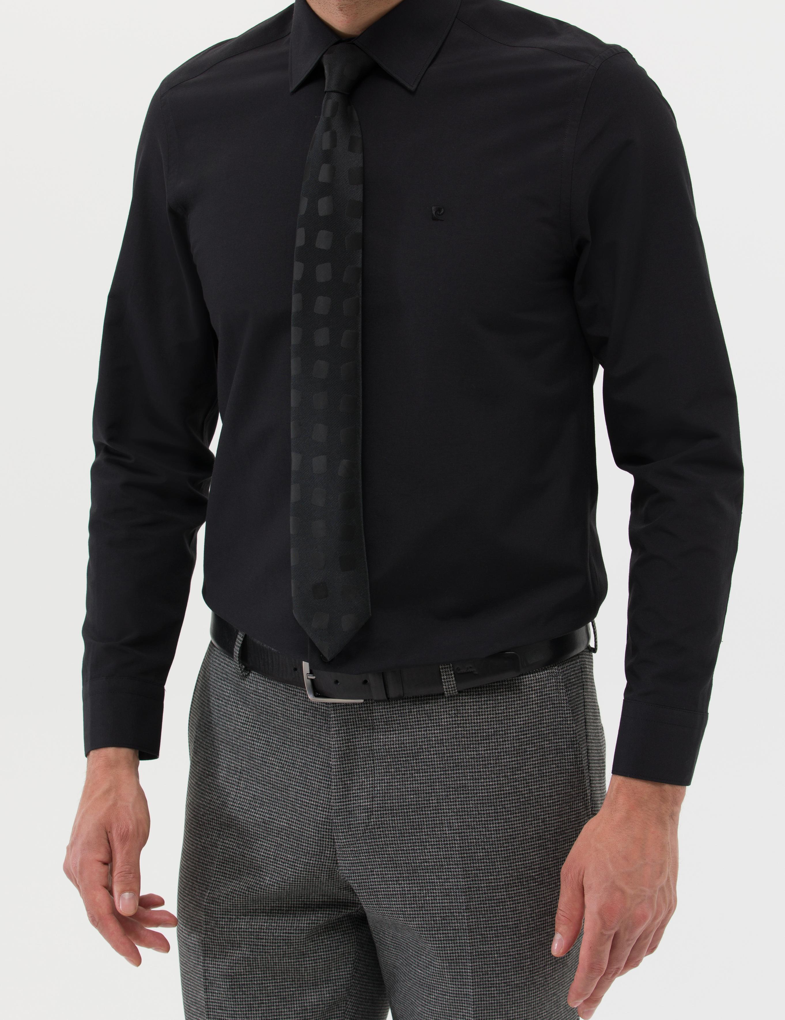 Siyah Slim Fit Uzun Kollu Basic Gömlek