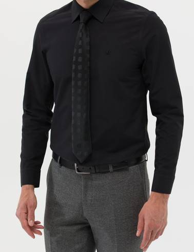 Siyah Slim Fit Uzun Kollu Basic Gömlek