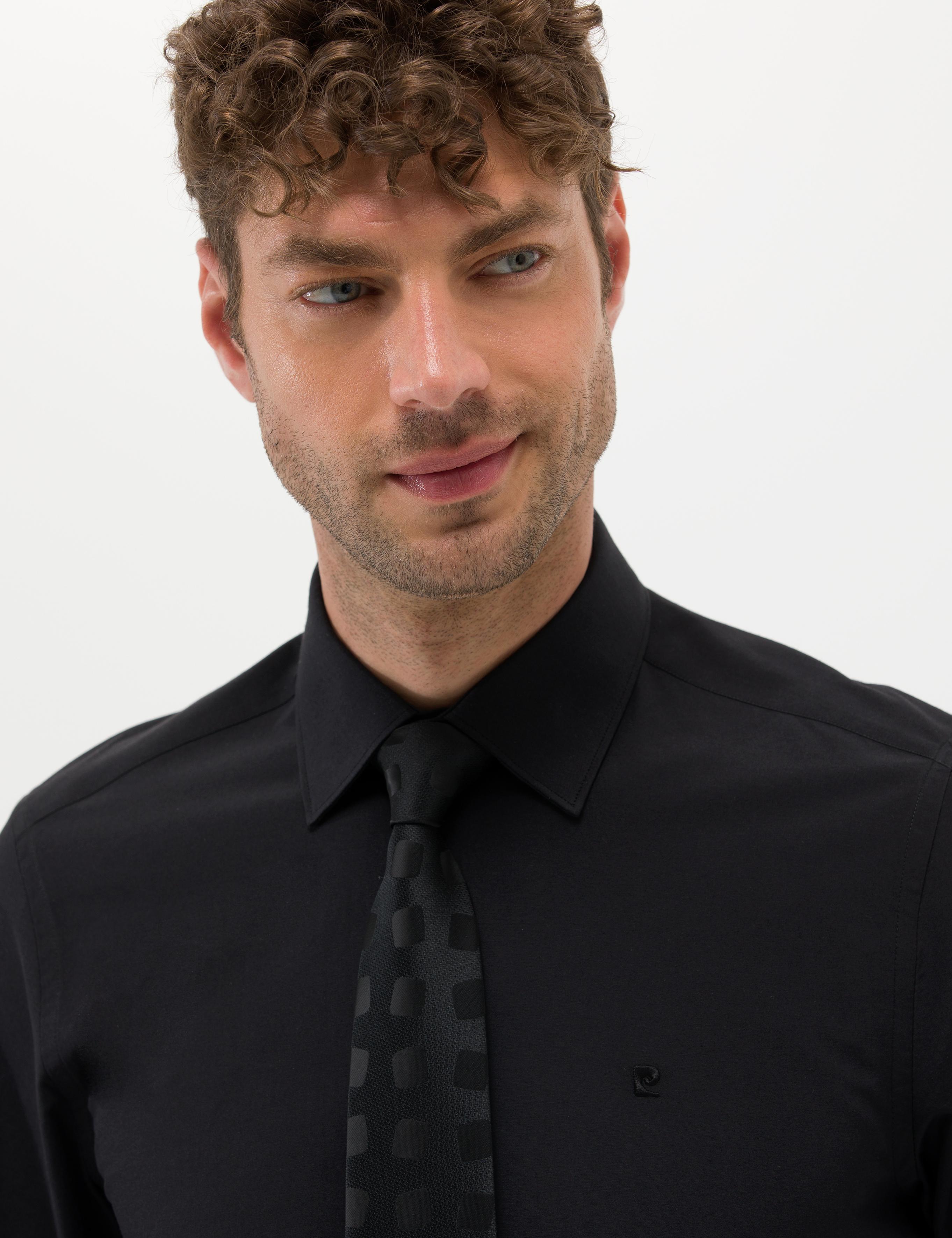 Siyah Slim Fit Uzun Kollu Basic Gömlek