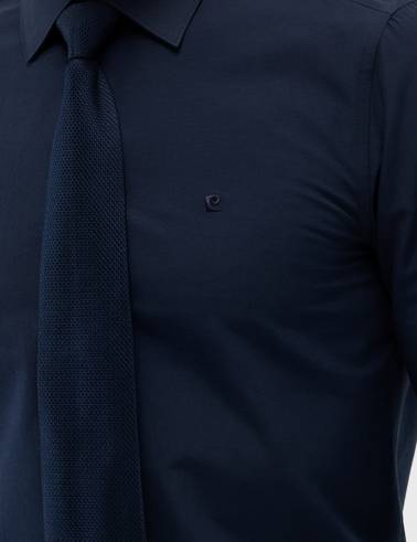 Lacivert Slim Fit Uzun Kollu Basic Gömlek
