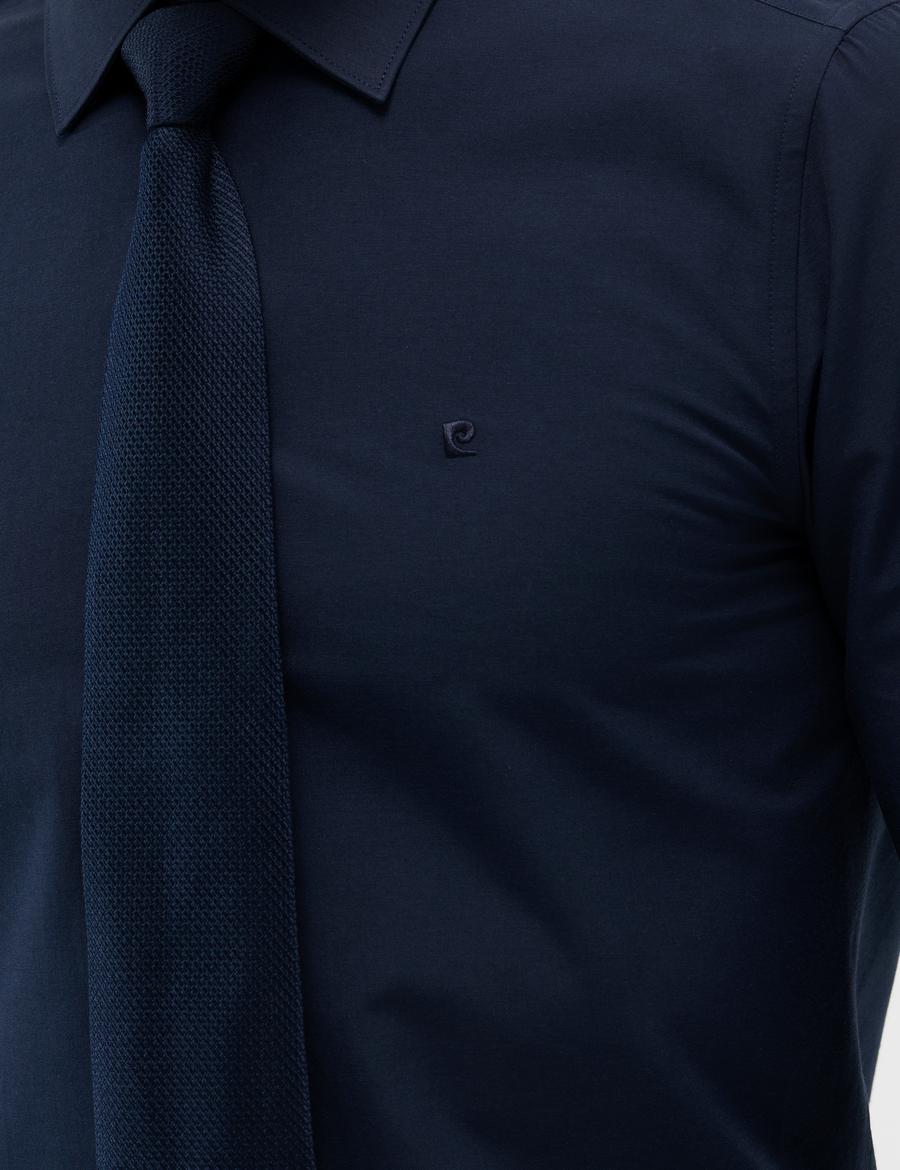 Lacivert Slim Fit Uzun Kollu Basic Gömlek