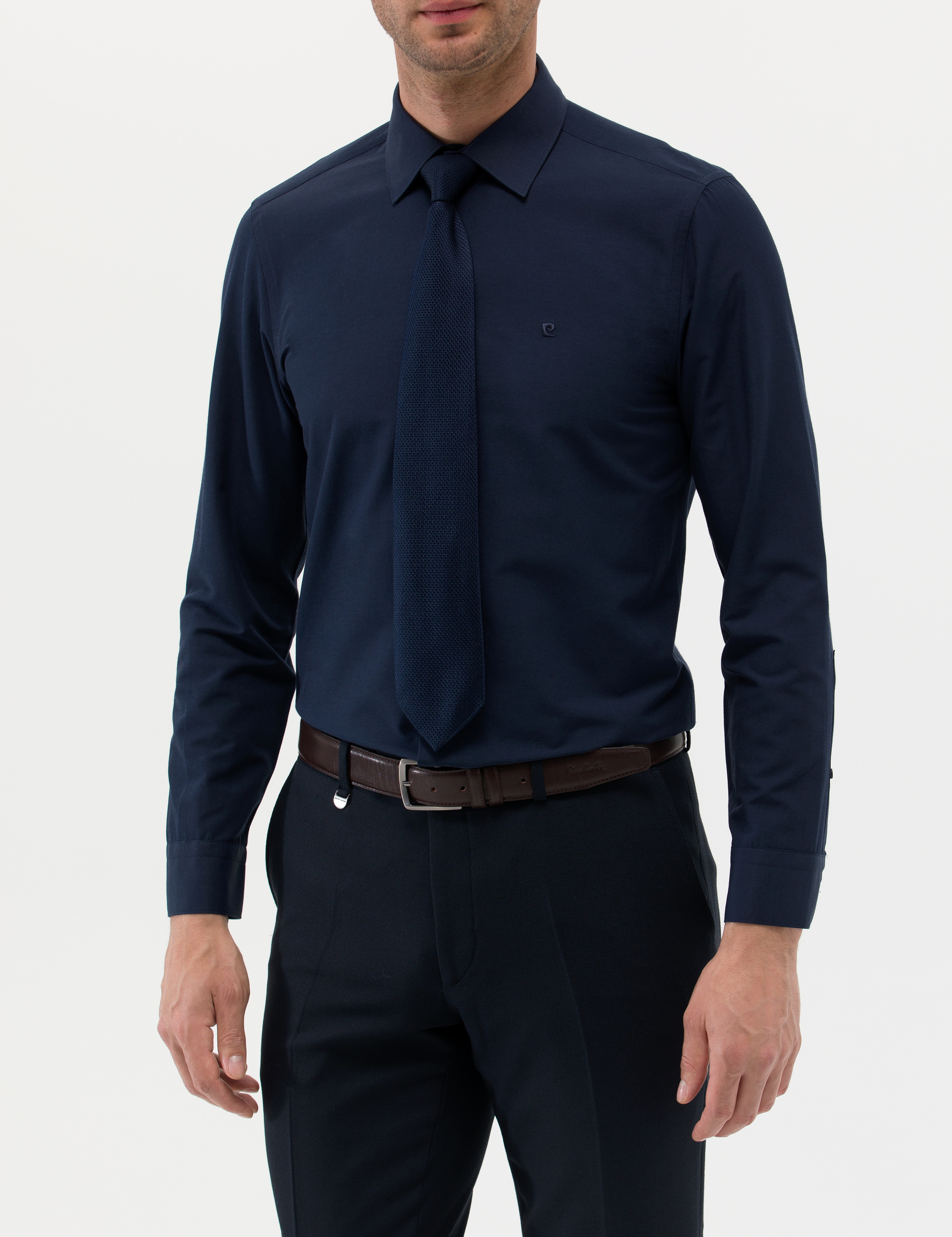 Lacivert Slim Fit Uzun Kollu Basic Gömlek - Image 6