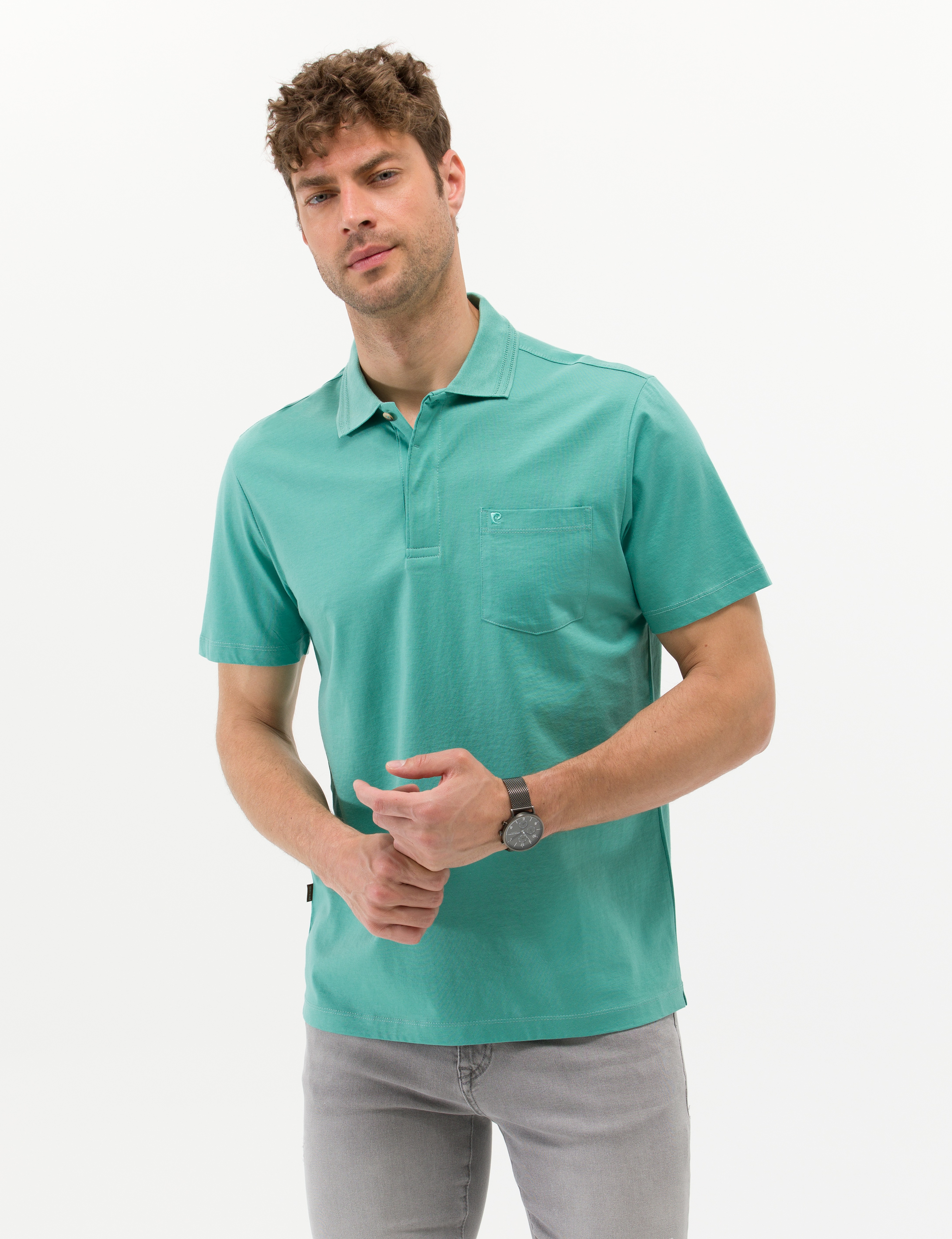 Yeşil Regular Fit Polo Yaka Merserize Tişört