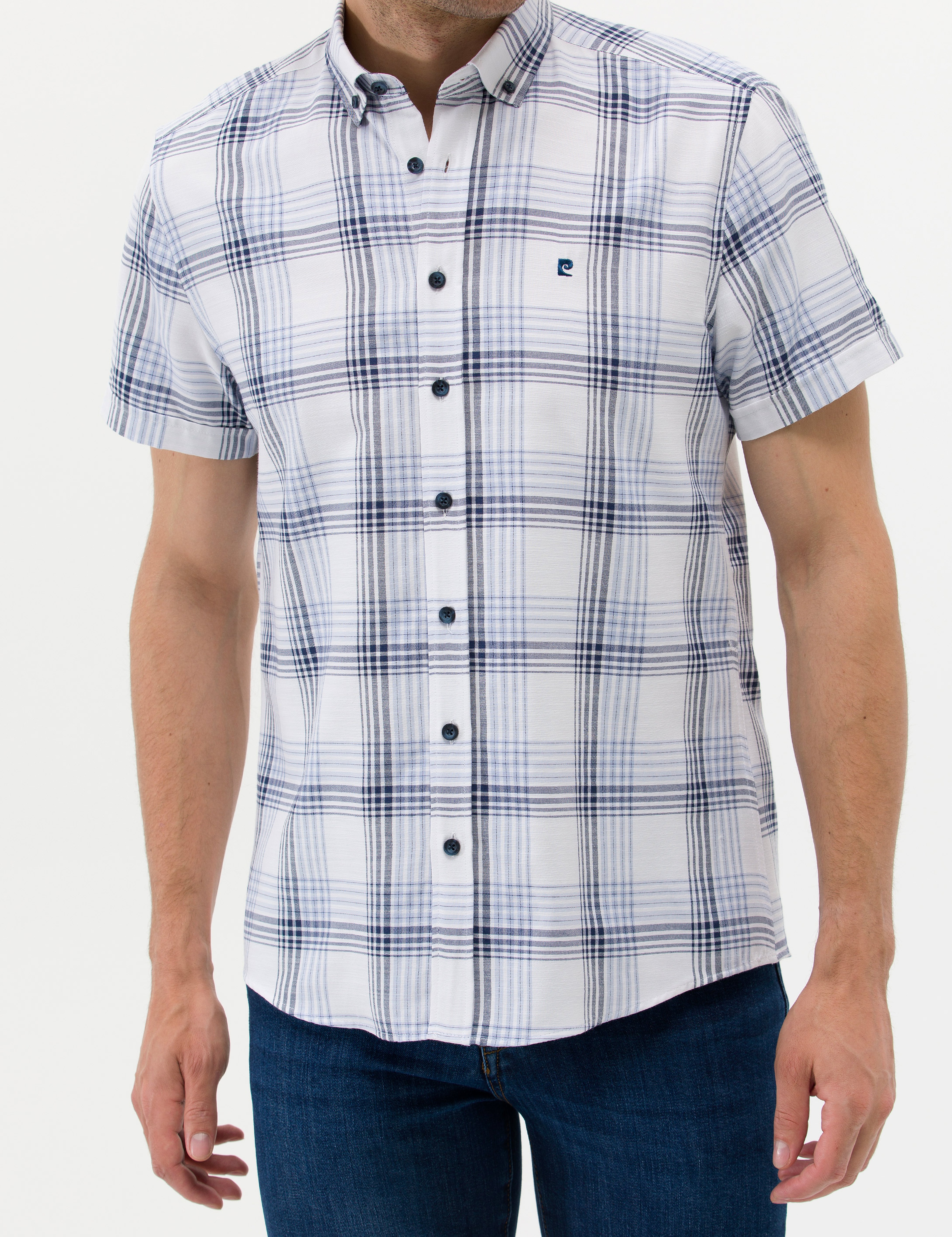Lacivert Regular Fit Kısa Kollu Gömlek - Image 6