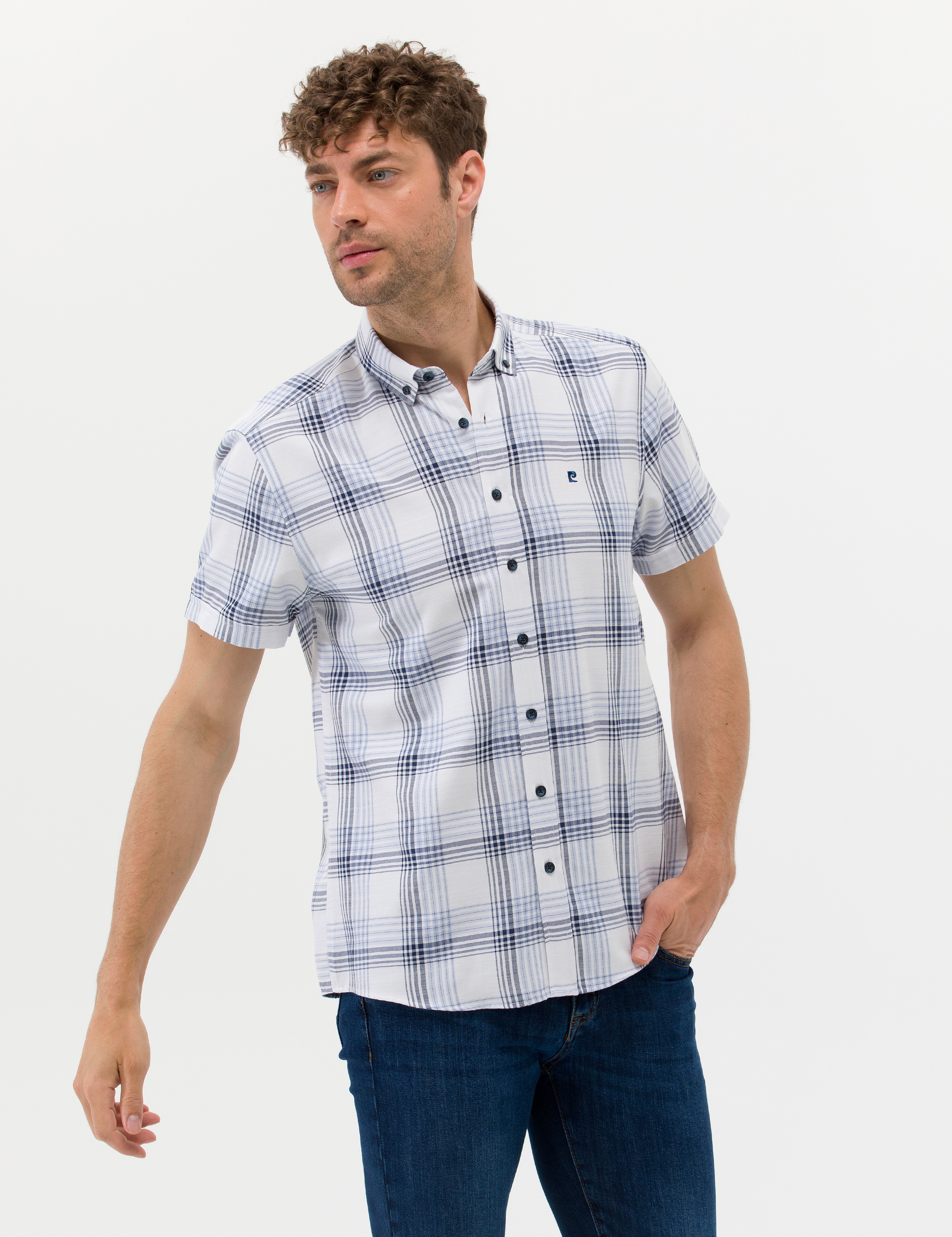 Lacivert Regular Fit Kısa Kollu Gömlek - Image 3