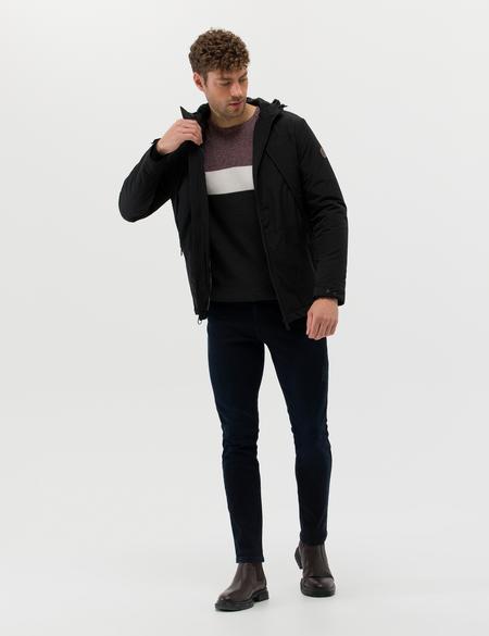 Siyah Basic Kapüşonlu Mont - 50254537032