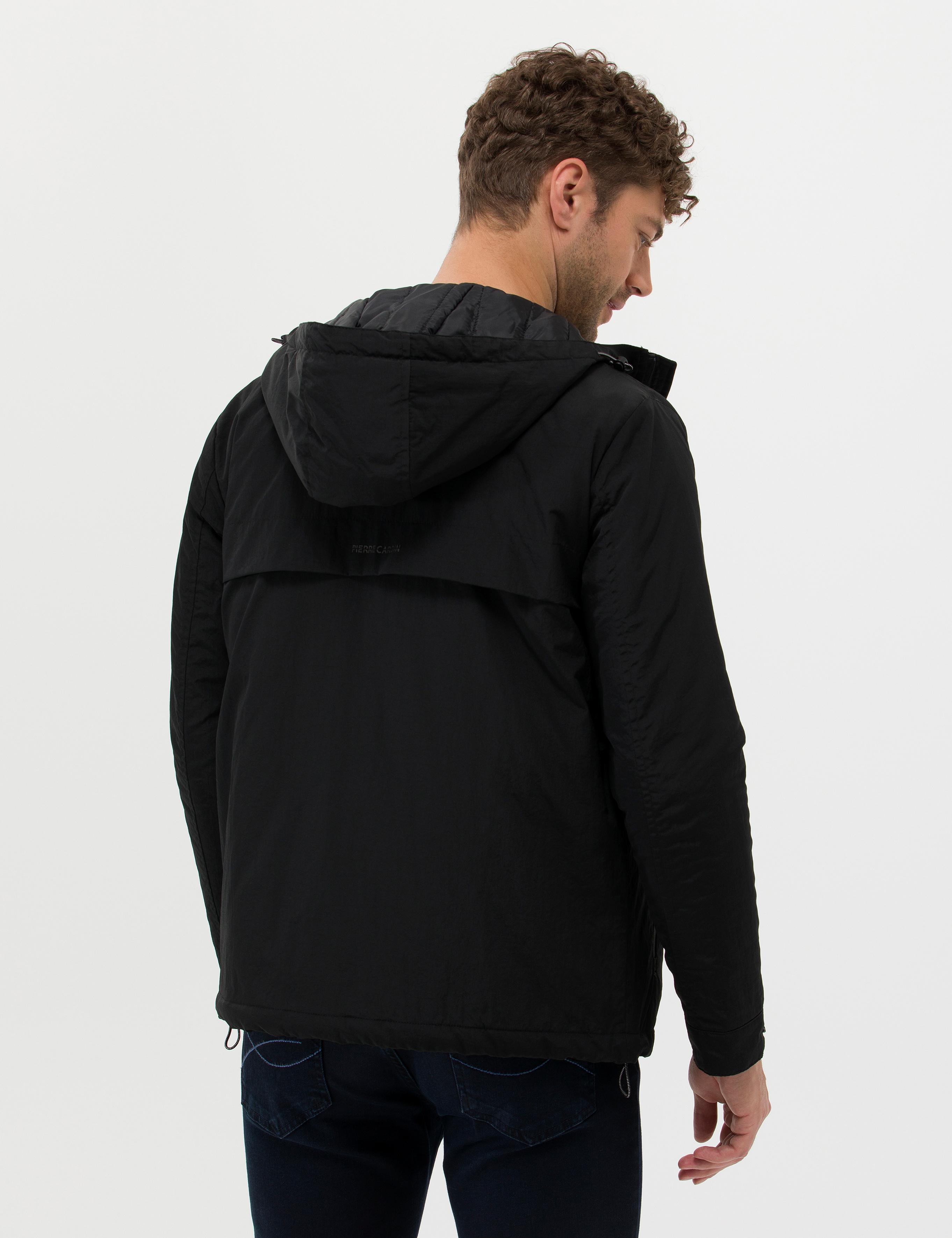 Siyah Basic Kapüşonlu Mont