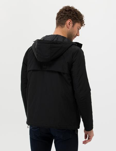 Siyah Basic Kapüşonlu Mont - 50254537032