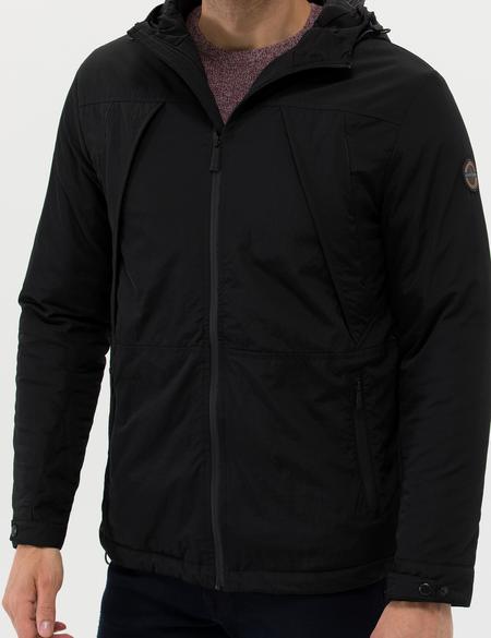 Siyah Basic Kapüşonlu Mont - 50254537032