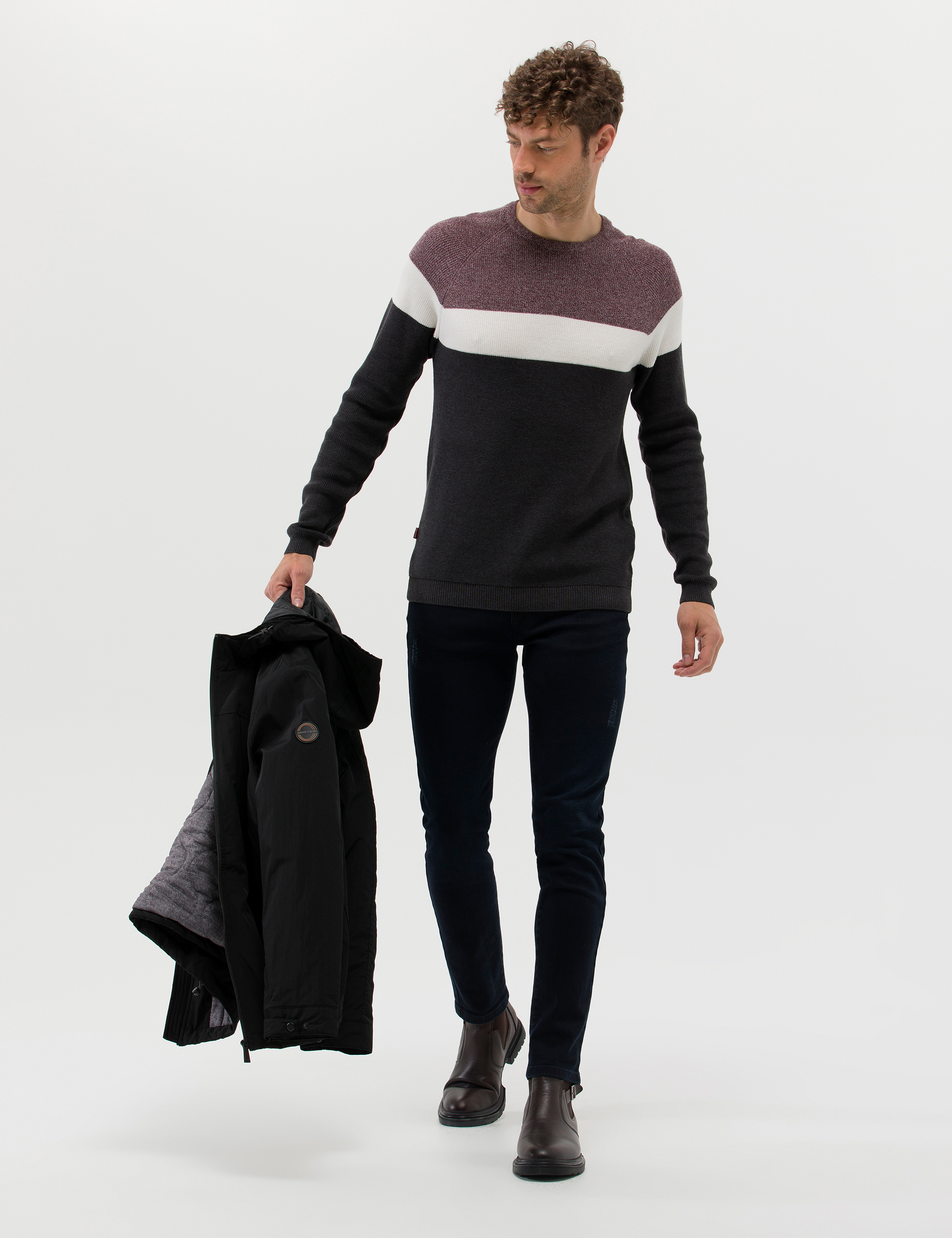 Pierre Cardin Bordo Slim Fit Bisiklet Yaka Triko Kazak görsel 3