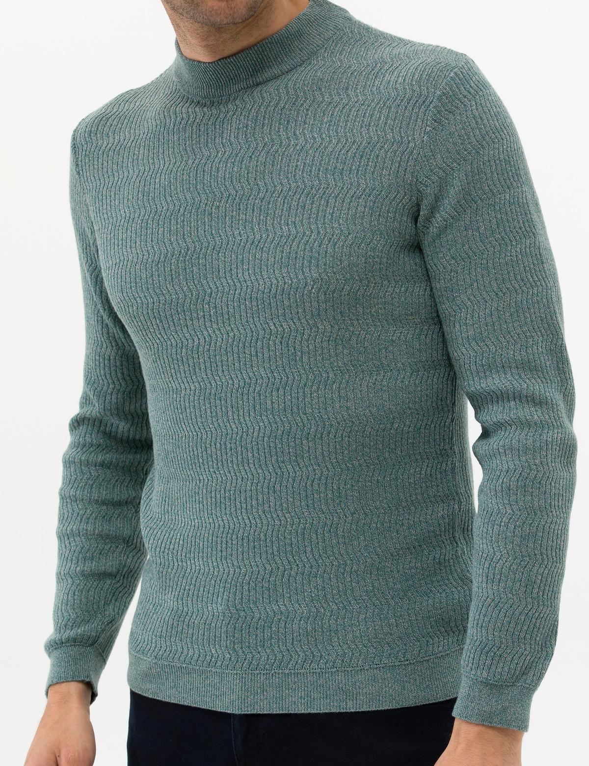 Yeşil Slim Fit Bisiklet Yaka Triko Kazak - 50260296008