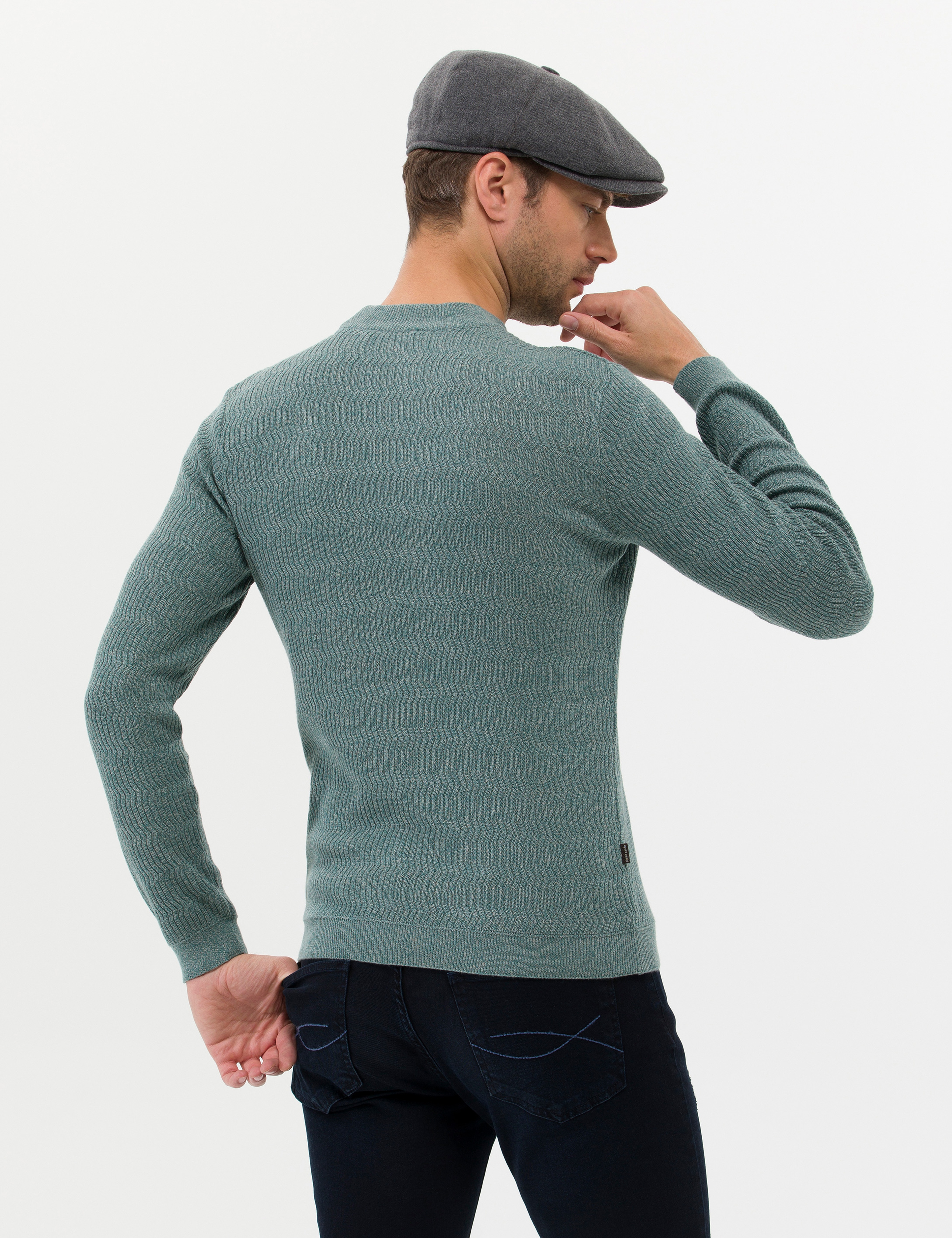 Yeşil Slim Fit Bisiklet Yaka Triko Kazak