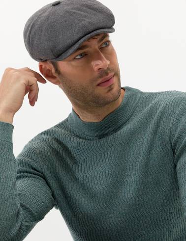 Yeşil Slim Fit Bisiklet Yaka Triko Kazak