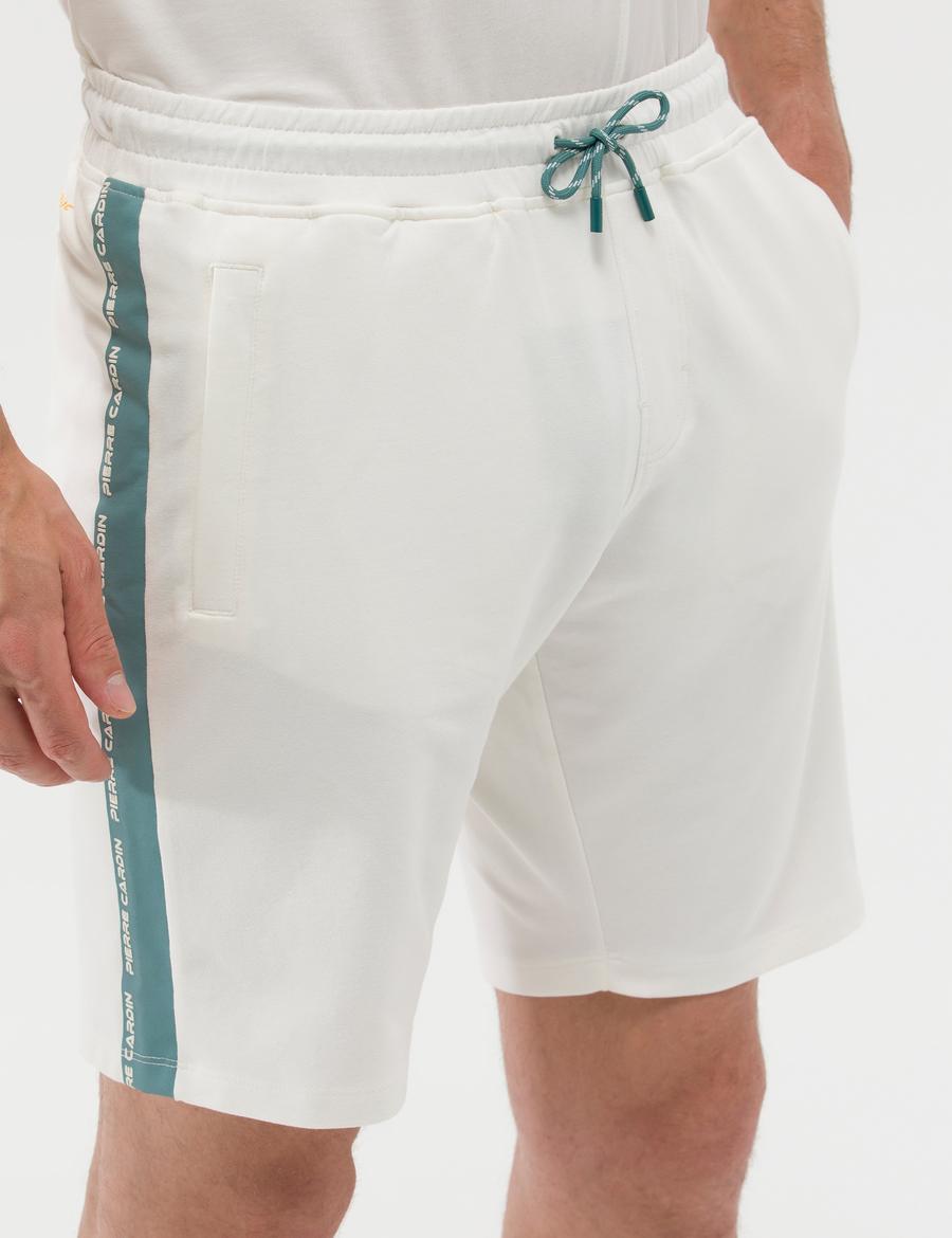 Ekru Slim Fit Örme Şort