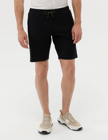 Siyah Slim Fit Örme Şort