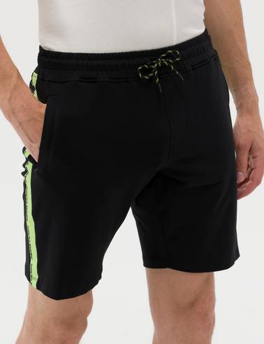 Siyah Slim Fit Örme Şort