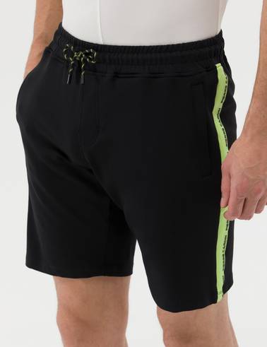 Siyah Slim Fit Örme Şort