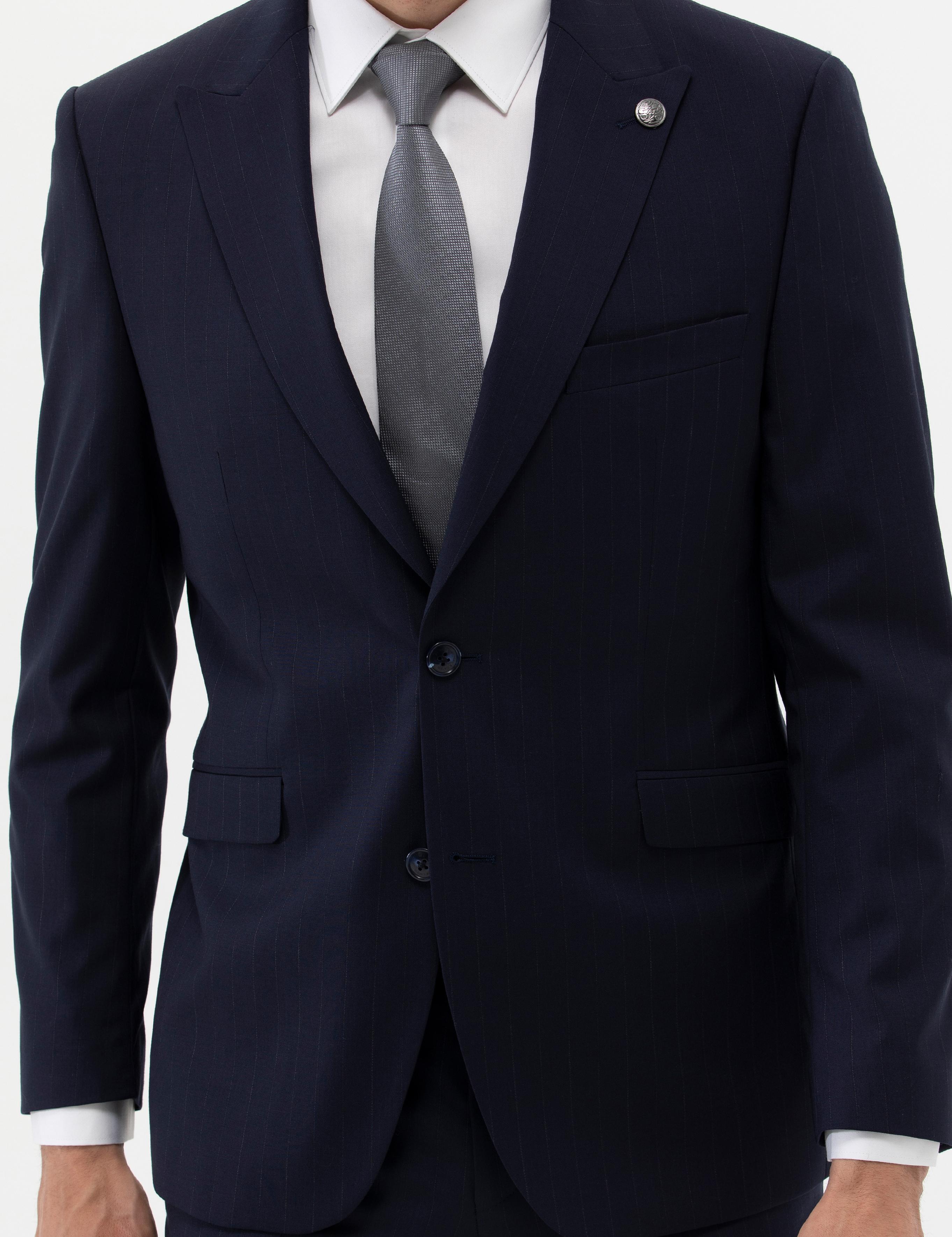 Lacivert Slim Fit Yün Takım Elbise