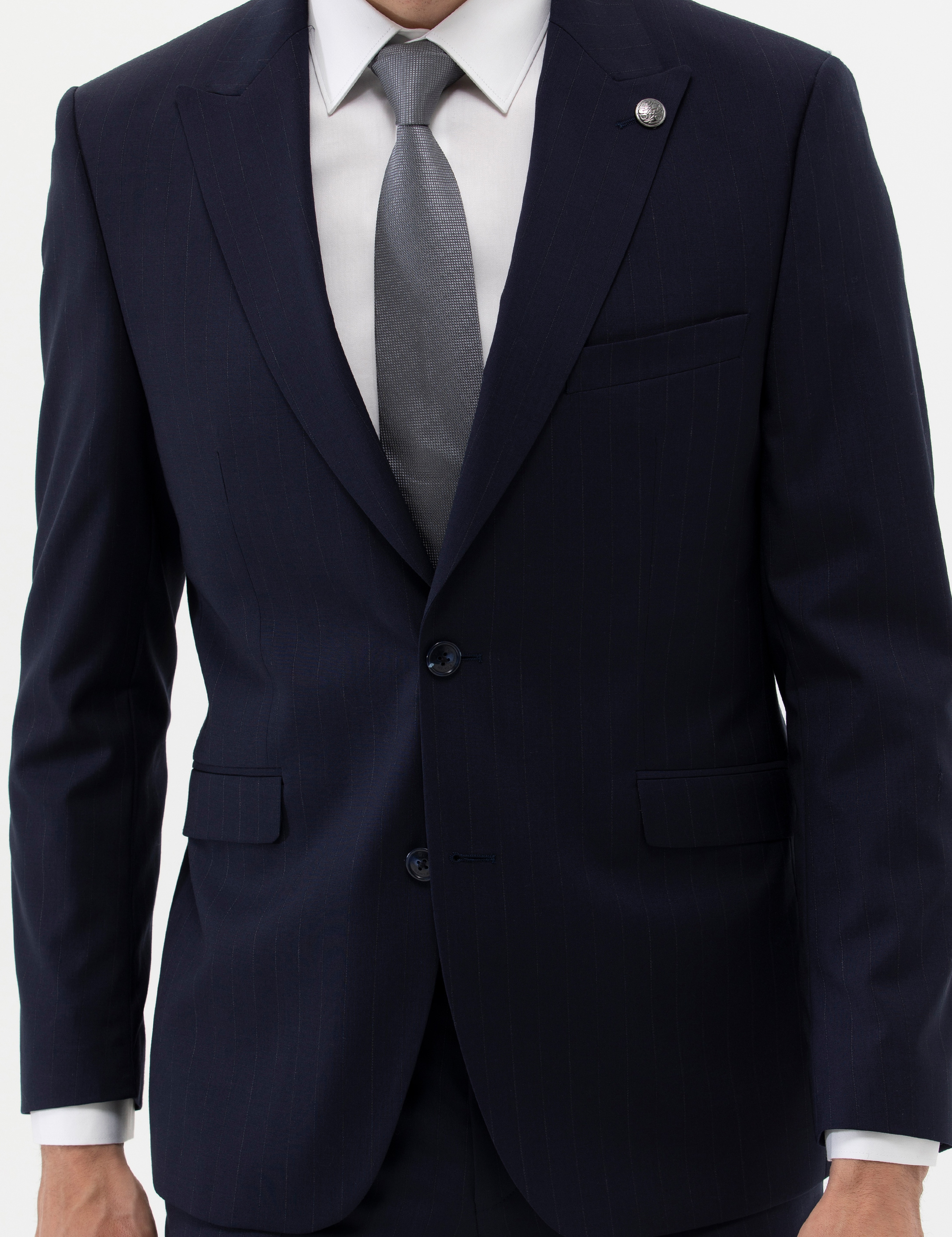 Lacivert Slim Fit Yün Takım Elbise - Image 6