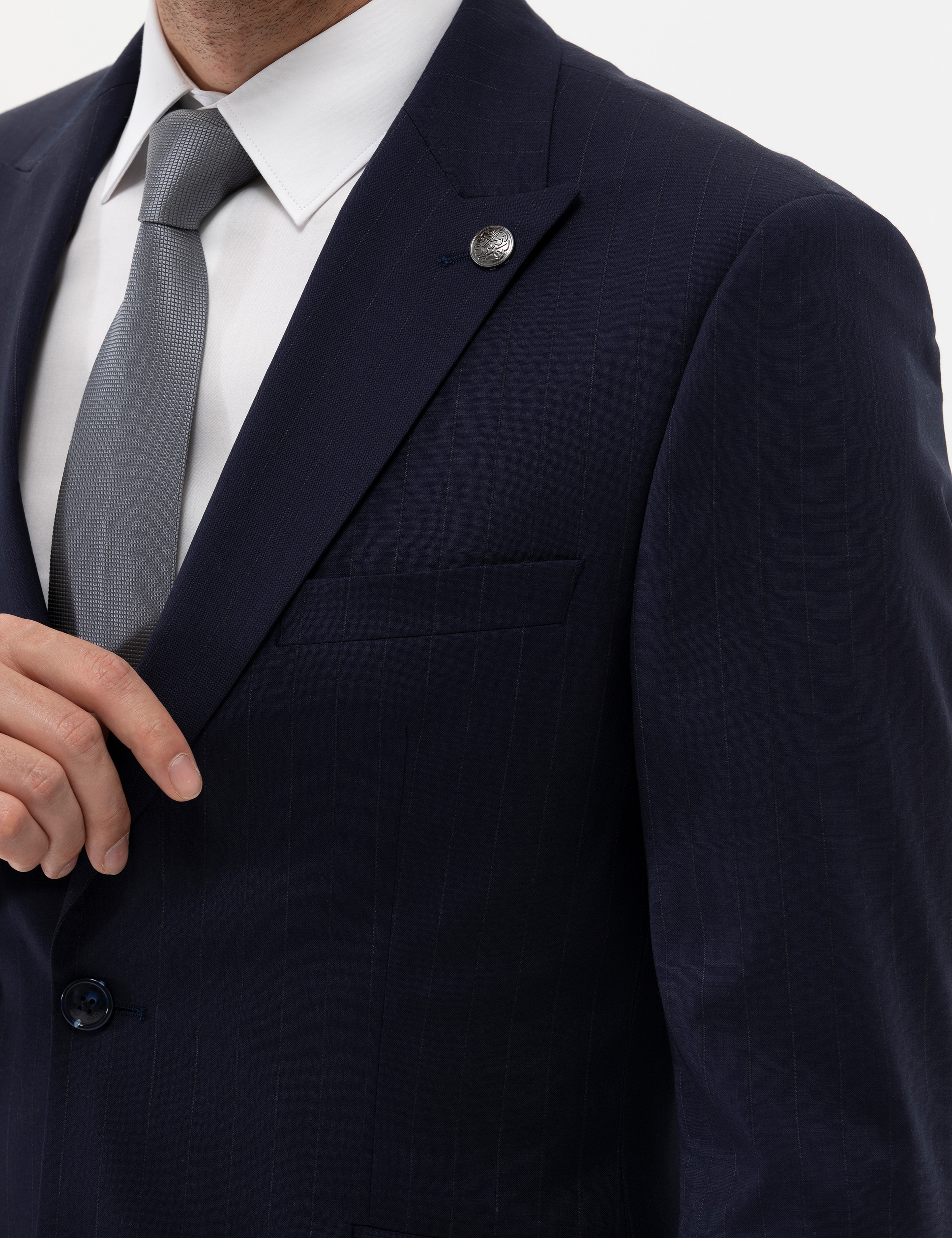 Lacivert Slim Fit Yün Takım Elbise - Image 7
