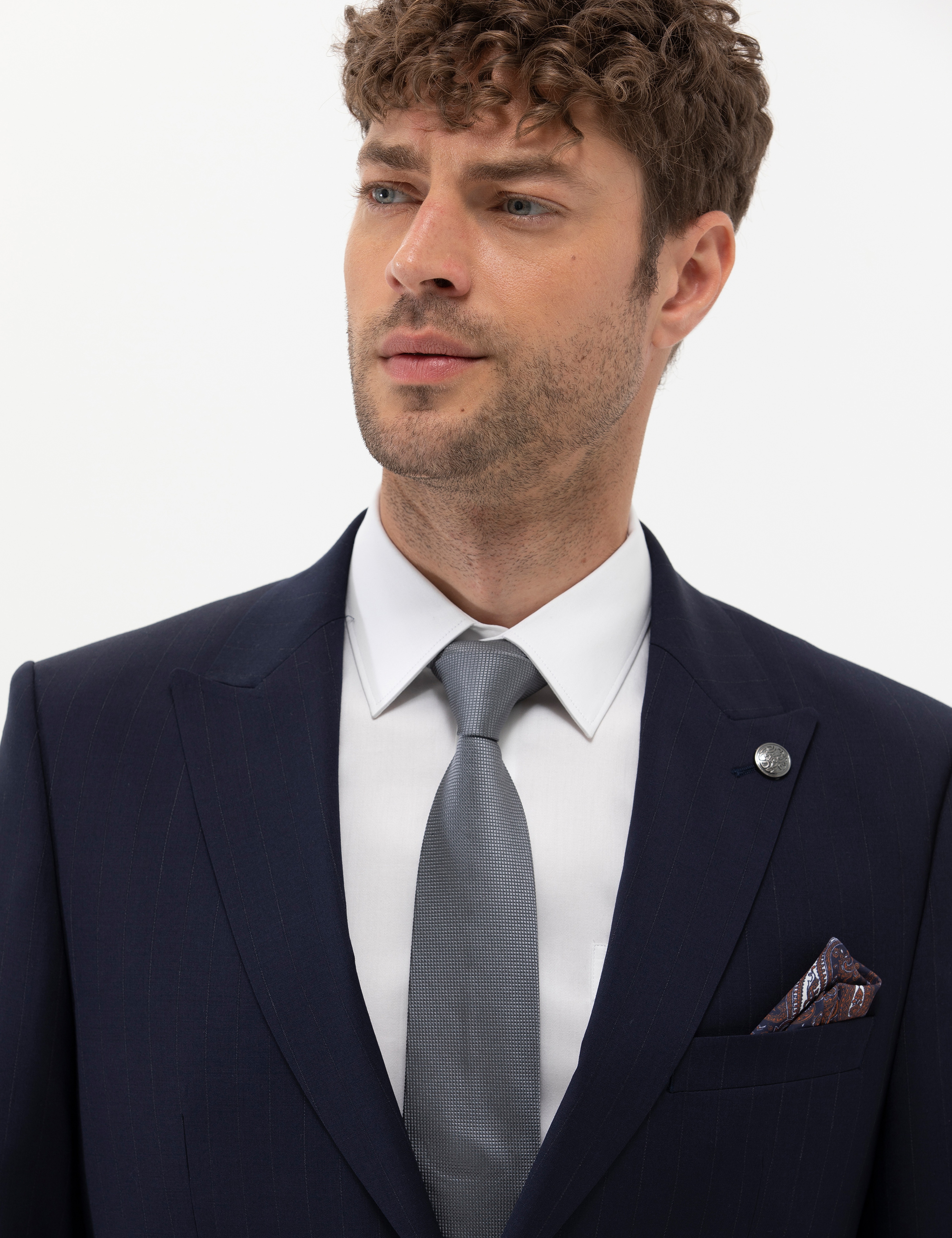 Lacivert Slim Fit Yün Takım Elbise - Image 4