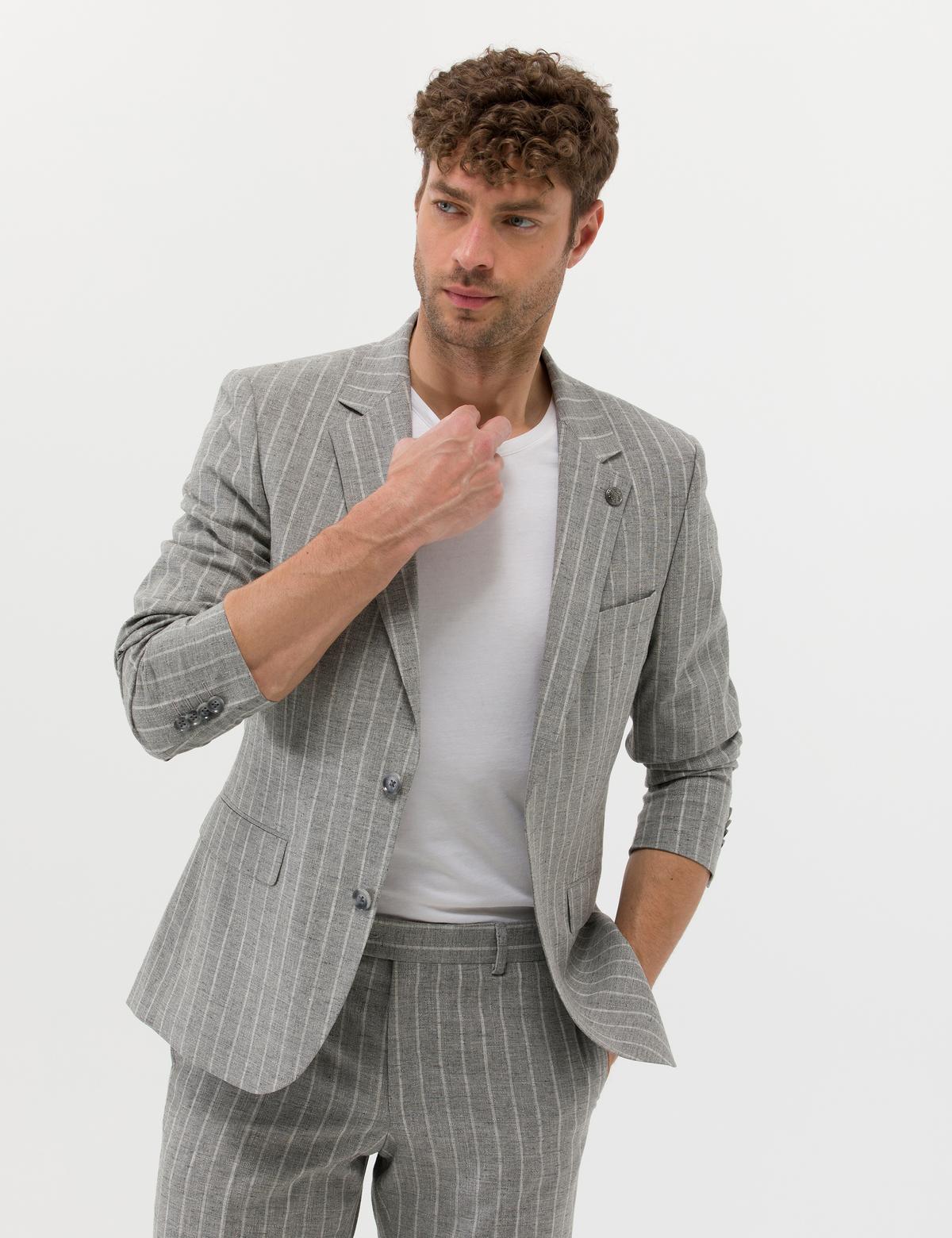 Gri Çizgili Spor Takım Elbise - 50265001008