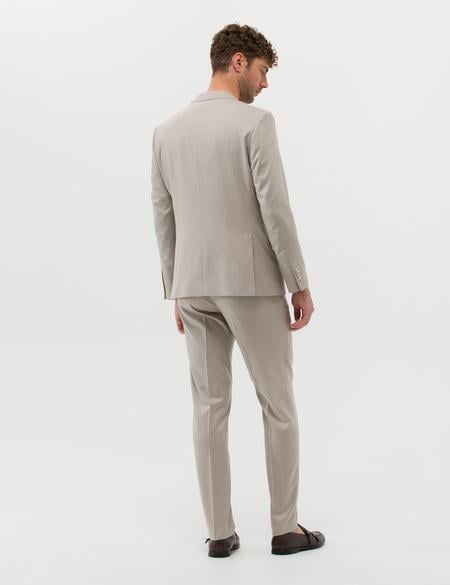 Bej Çizgili Ekstra Slim Fit Takım Elbise - 50266213041