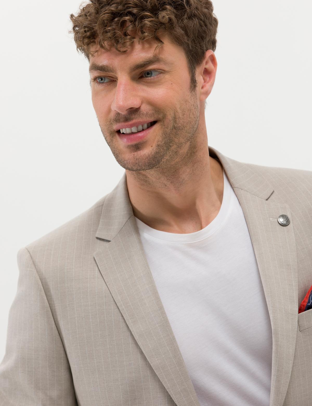 Bej Çizgili Ekstra Slim Fit Takım Elbise - 50266213041