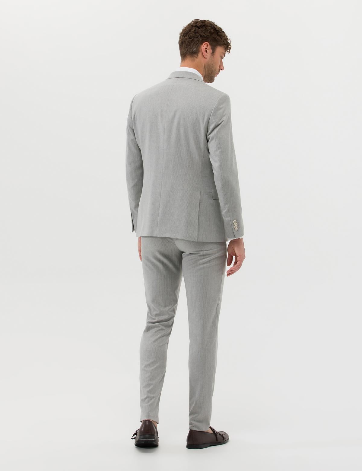 Gri Ekstra Slim Fit Yelekli Takım Elbise - 50266273029