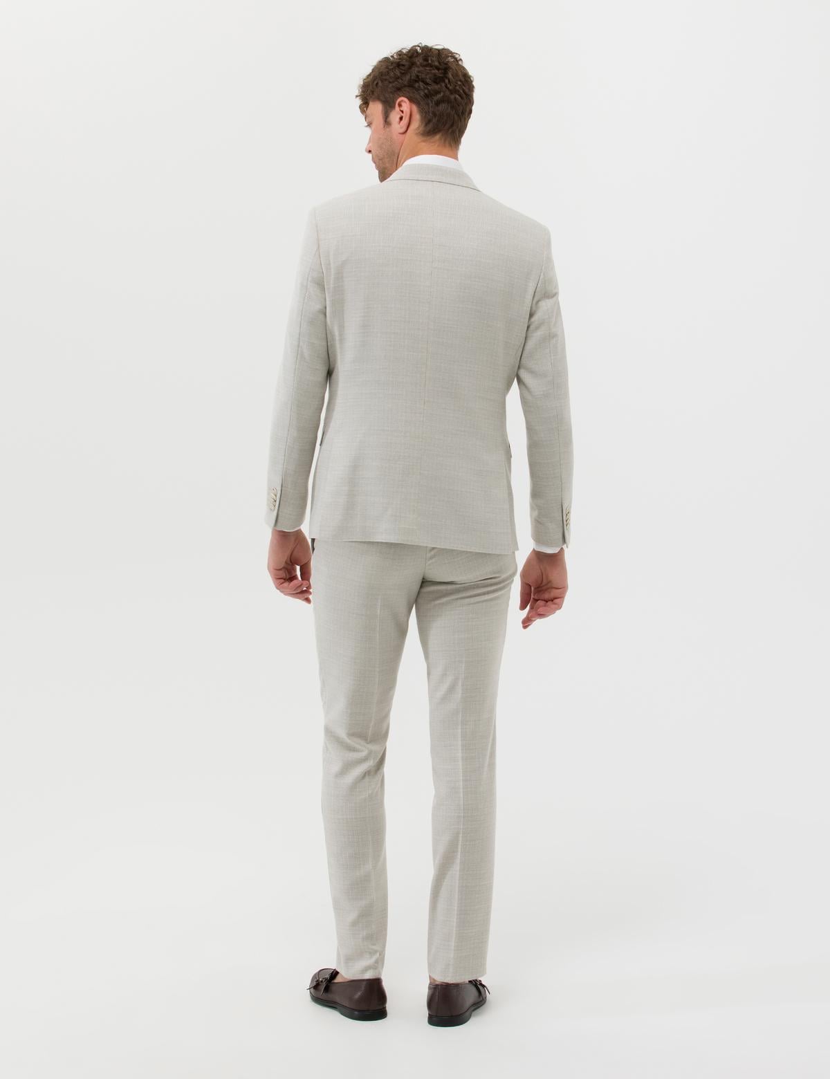 Bej Yelekli Slim Fit Takım Elbise - 50266616155