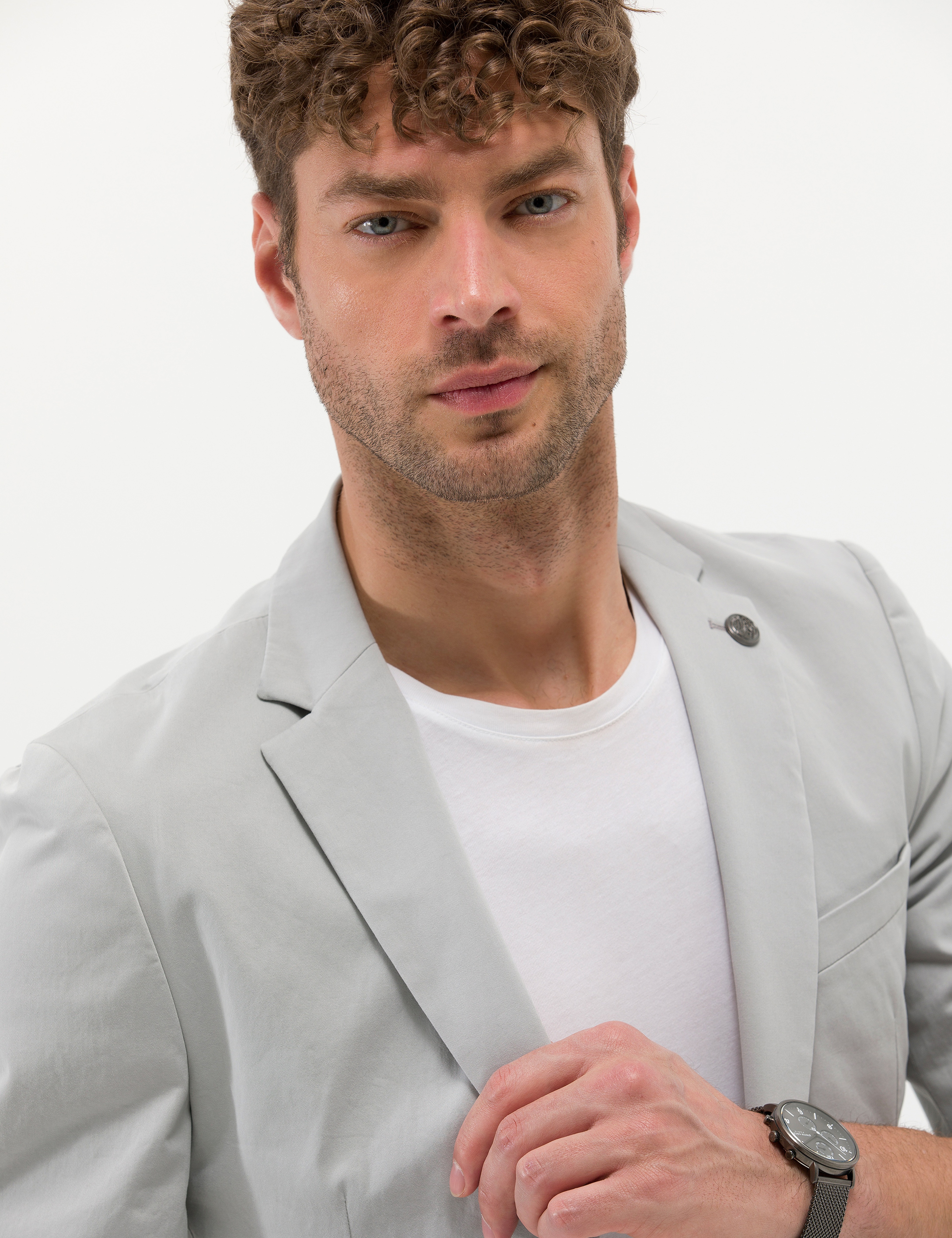 Gri Ekstra Slim Fit Spor Takım Elbise - Image 3