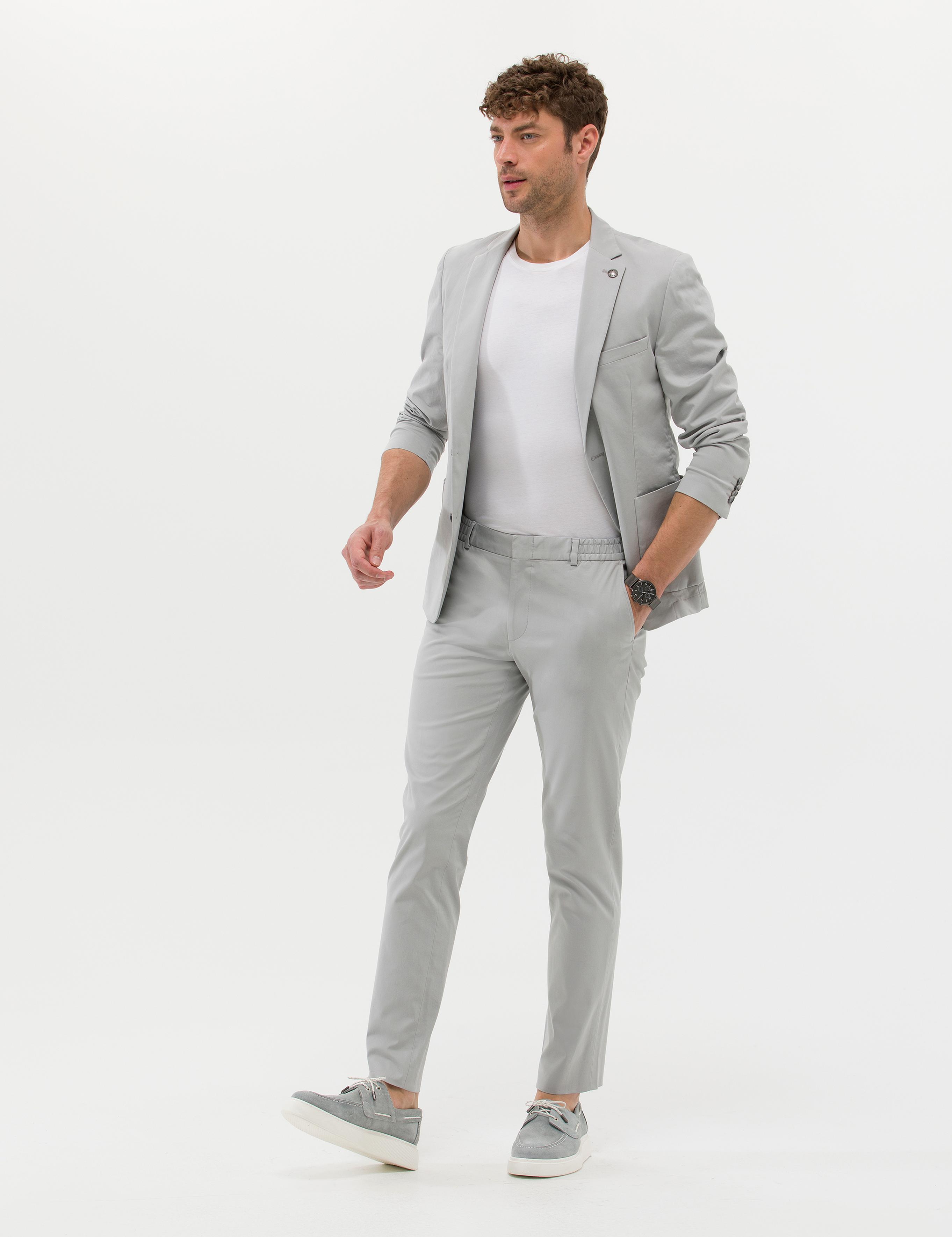 Gri Ekstra Slim Fit Spor Takım Elbise