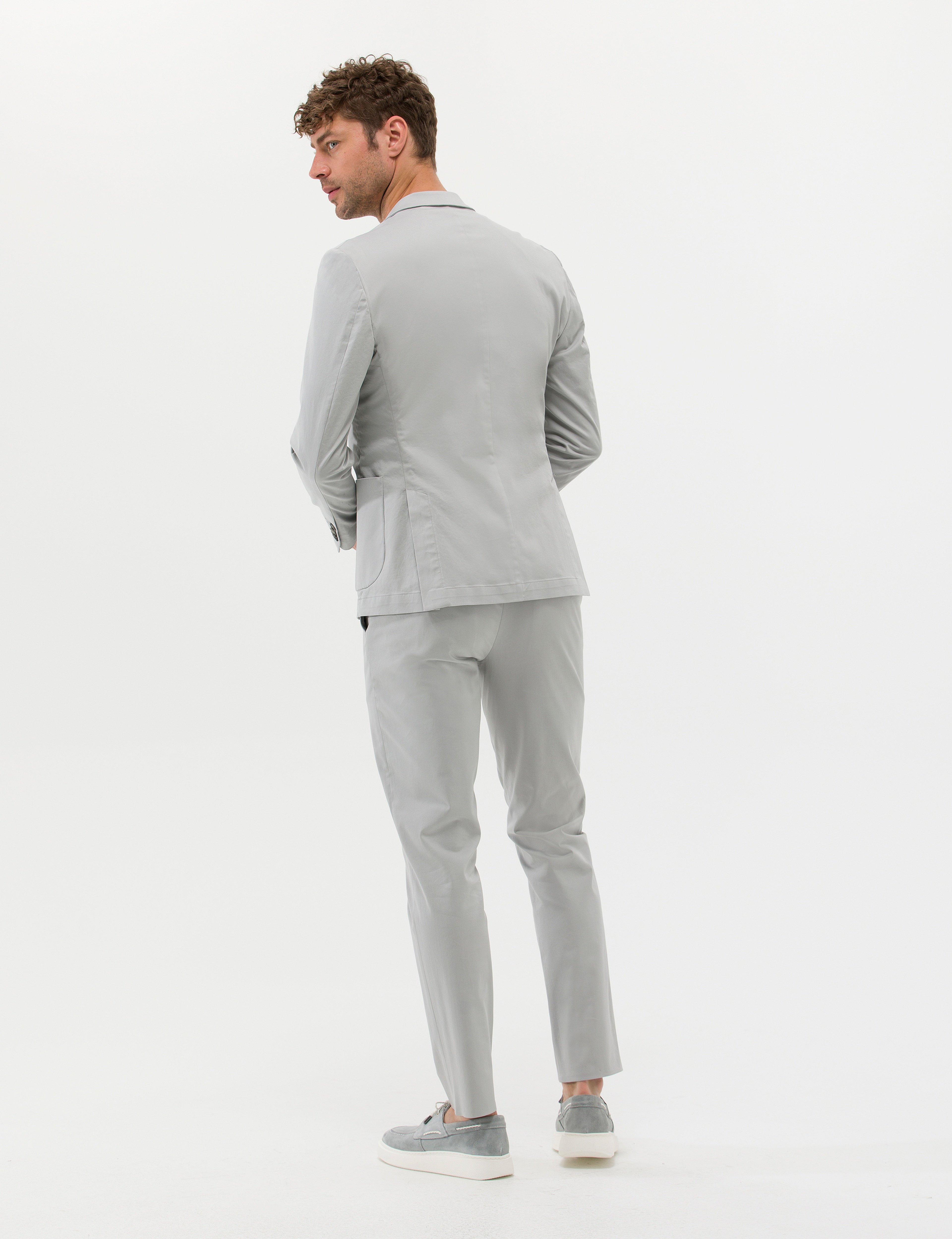 Gri Ekstra Slim Fit Spor Takım Elbise