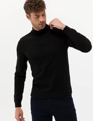 Siyah Slim Fit Yarım Balıkçı Yaka Basic Triko Kazak